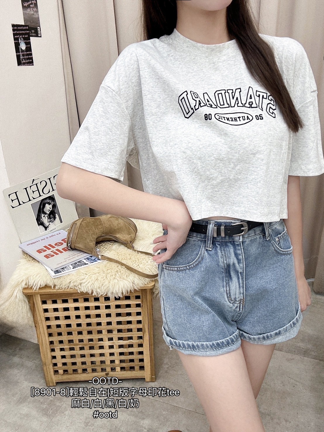 [8901-8]輕鬆自在短版字母印花tee (4)