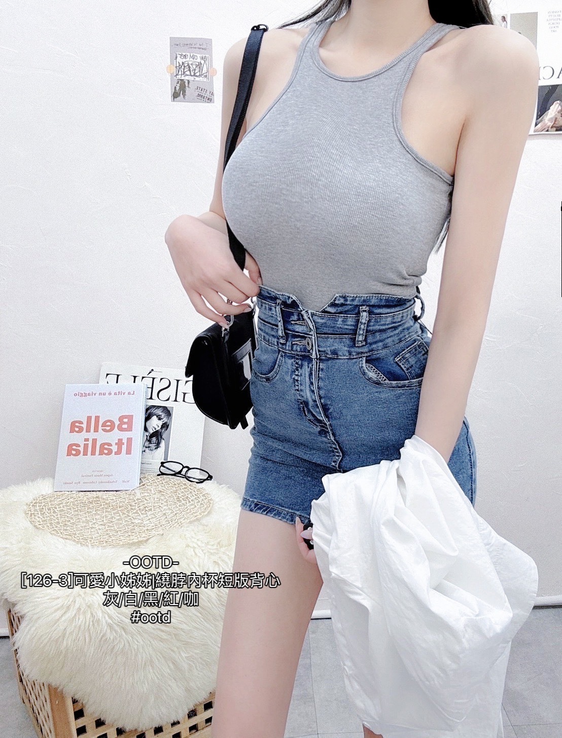 [126-3]可愛小姊姊繞脖內杯短版背心 (3)