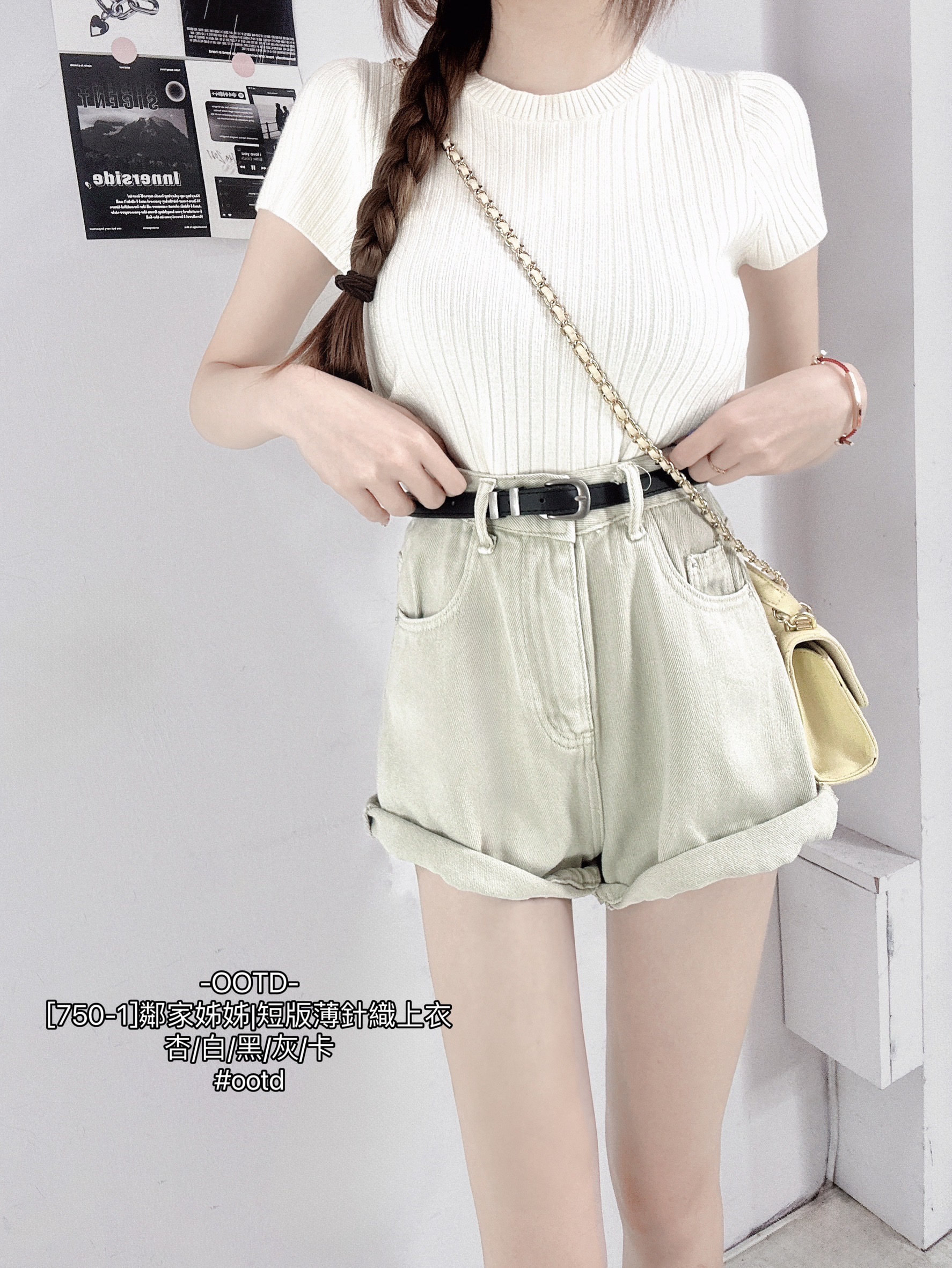 [750-1]鄰家姊姊短版薄針織上衣 (4)