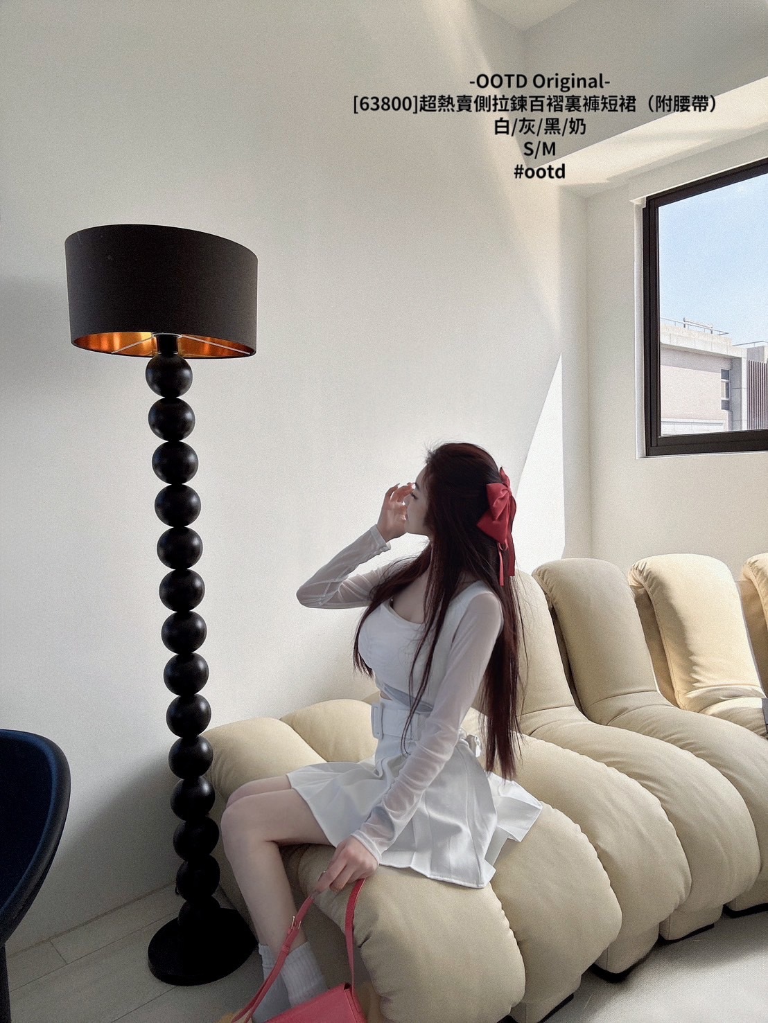 [63800]超熱賣側拉鍊百褶裏褲短裙（附腰帶） (2)