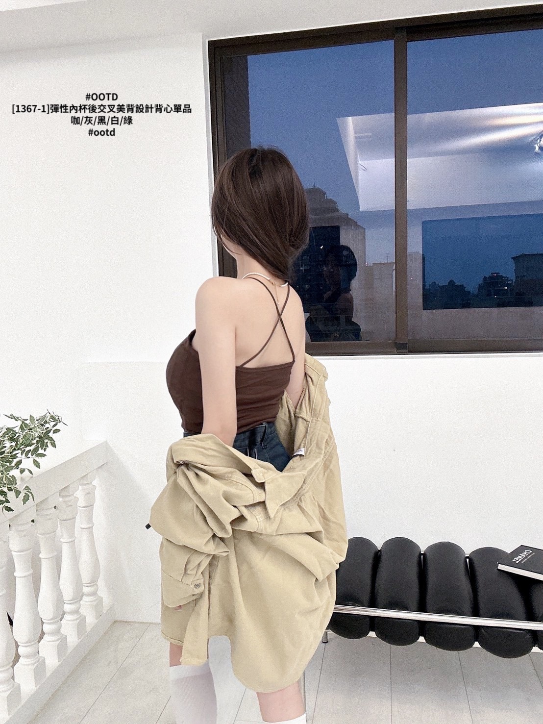 [1367-1]彈性內杯後交叉美背設計背心單品 (3)