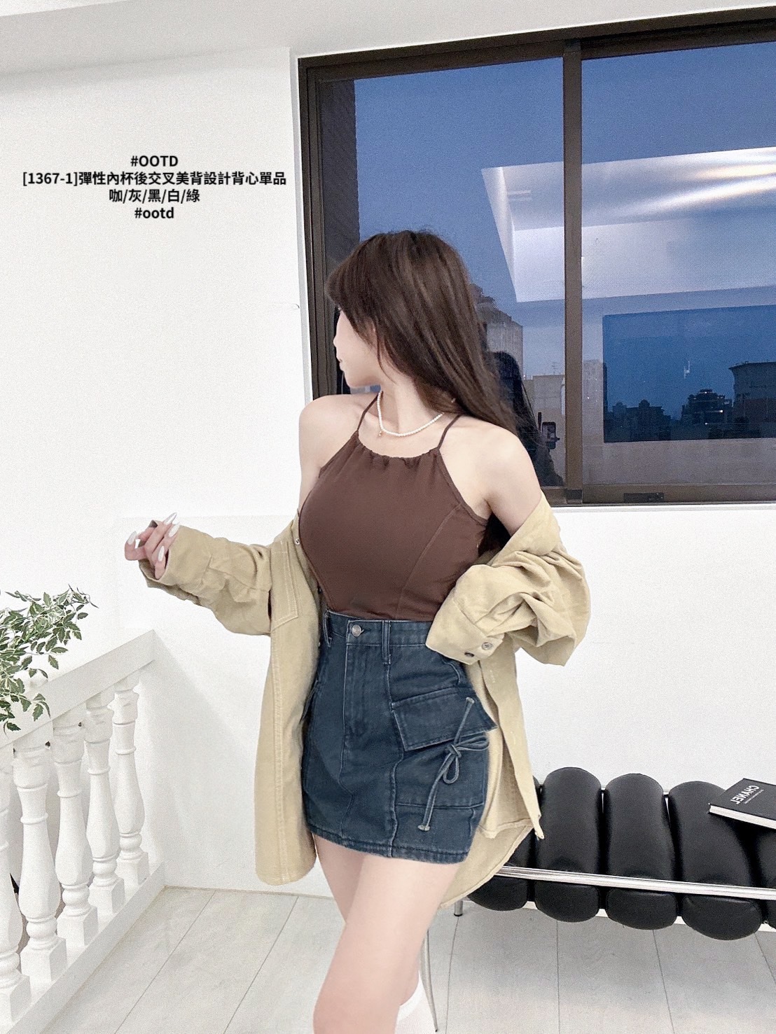 [1367-1]彈性內杯後交叉美背設計背心單品 (4)