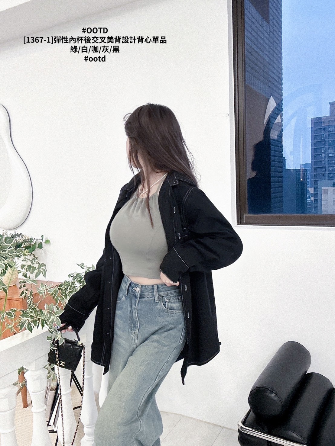 [1367-1]彈性內杯後交叉美背設計背心單品 (5)