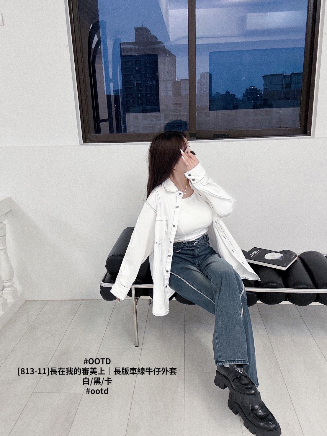 [813-11]長在我的審美上｜長版車線牛仔外套 (2)