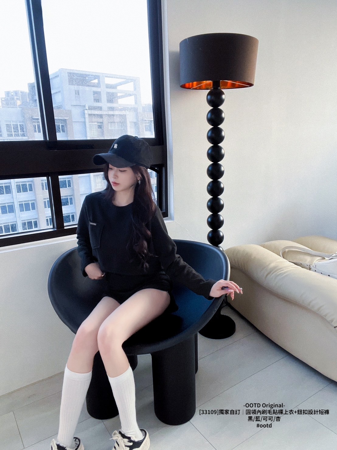 [33109]獨家自訂｜圓領內刷毛貼標上衣+鈕扣設計短褲 (8)