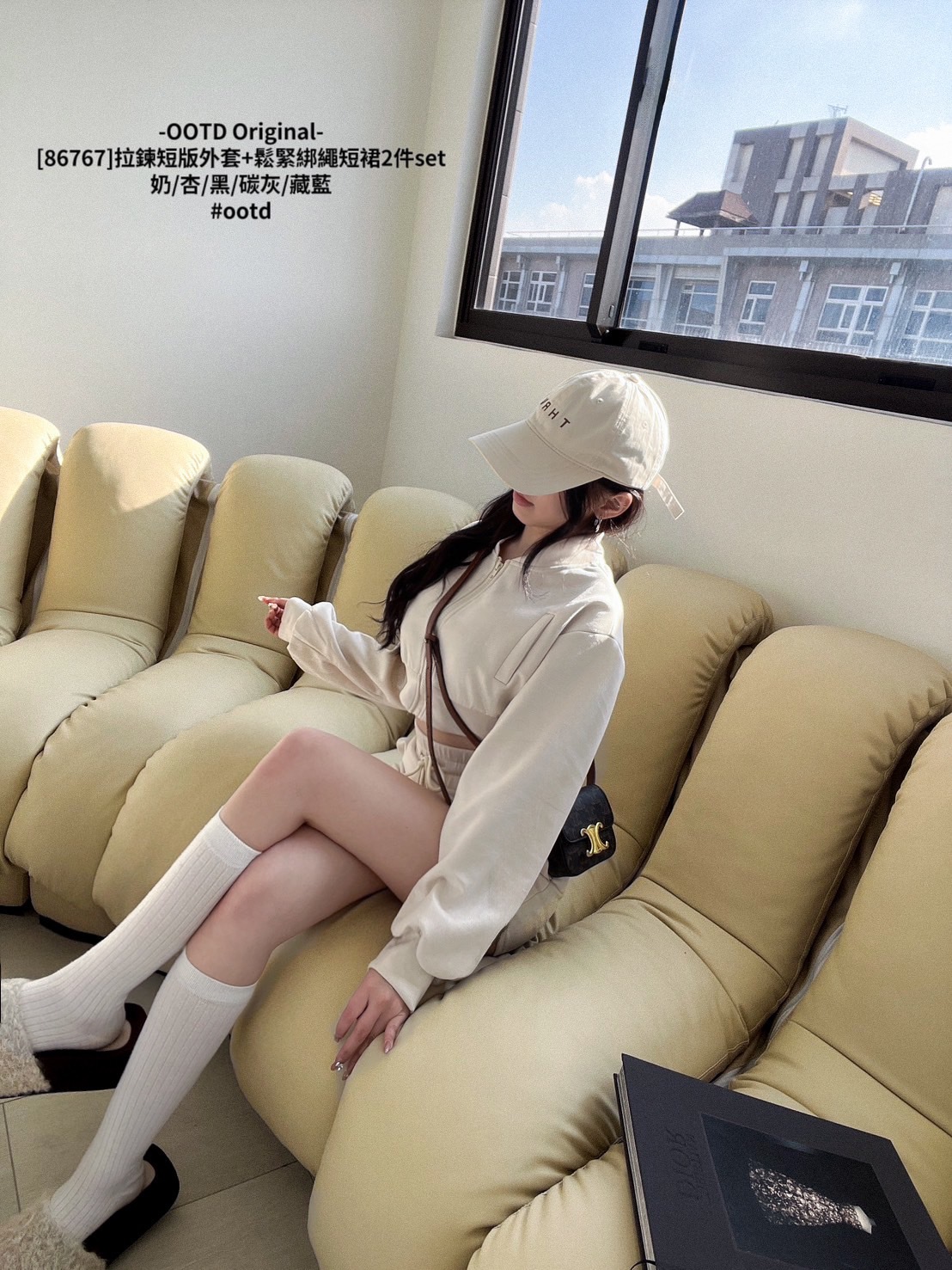 [86767]拉鍊短版外套+鬆緊綁繩短裙2件set (3)