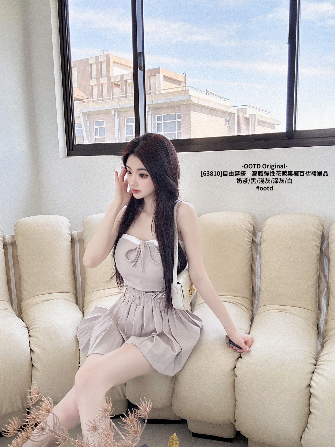 [63810]自由穿搭｜高腰彈性花苞裏褲百褶裙單品 (4)