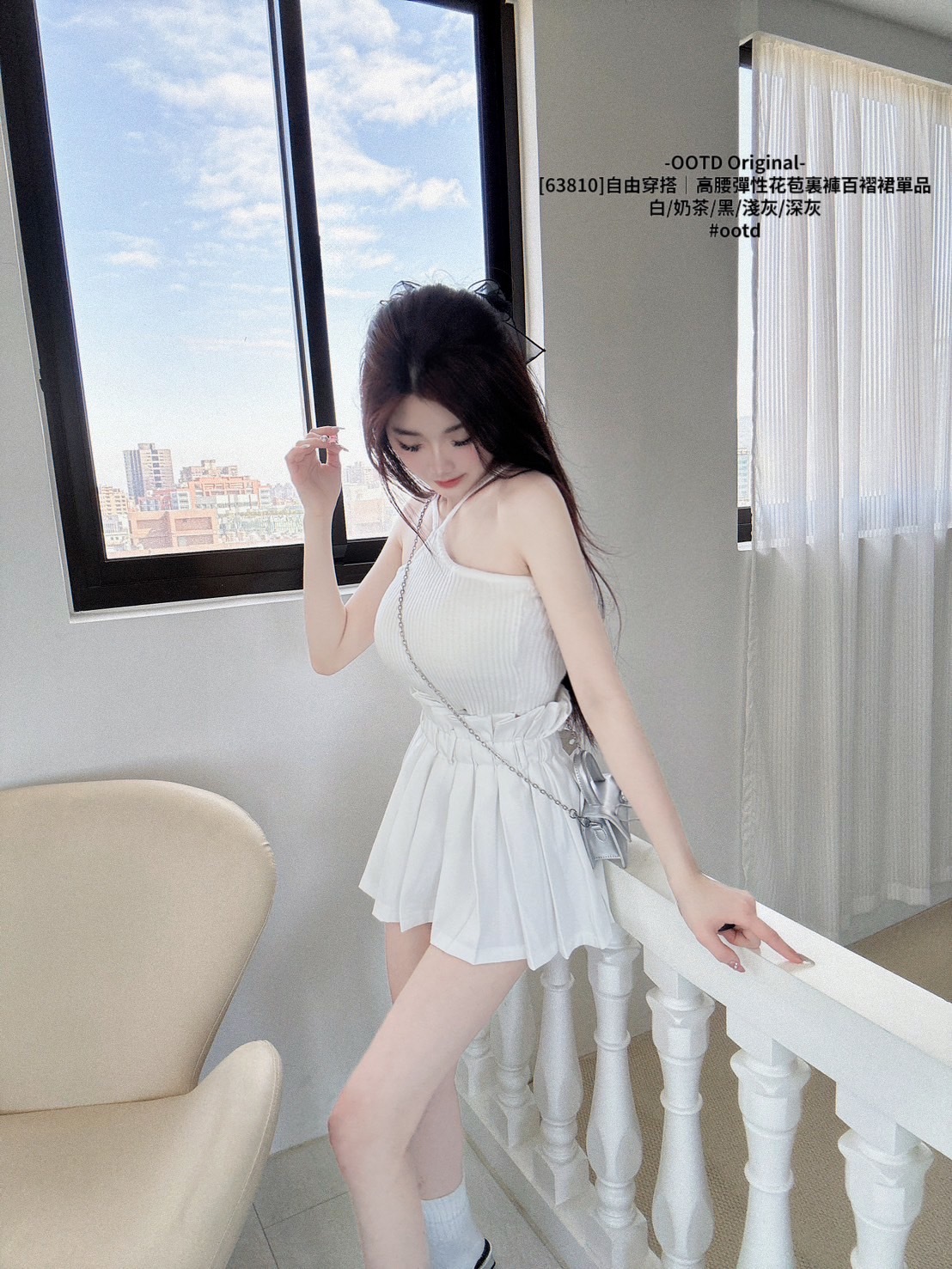 [63810]自由穿搭｜高腰彈性花苞裏褲百褶裙單品 (2)