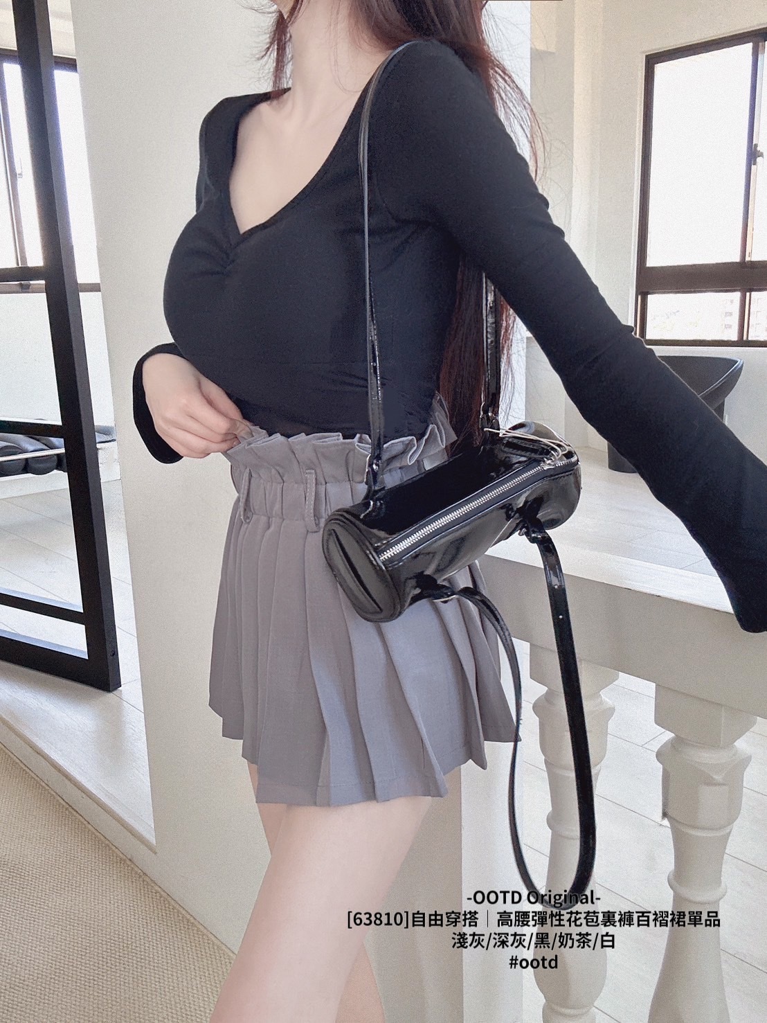 [63810]自由穿搭｜高腰彈性花苞裏褲百褶裙單品 (6)