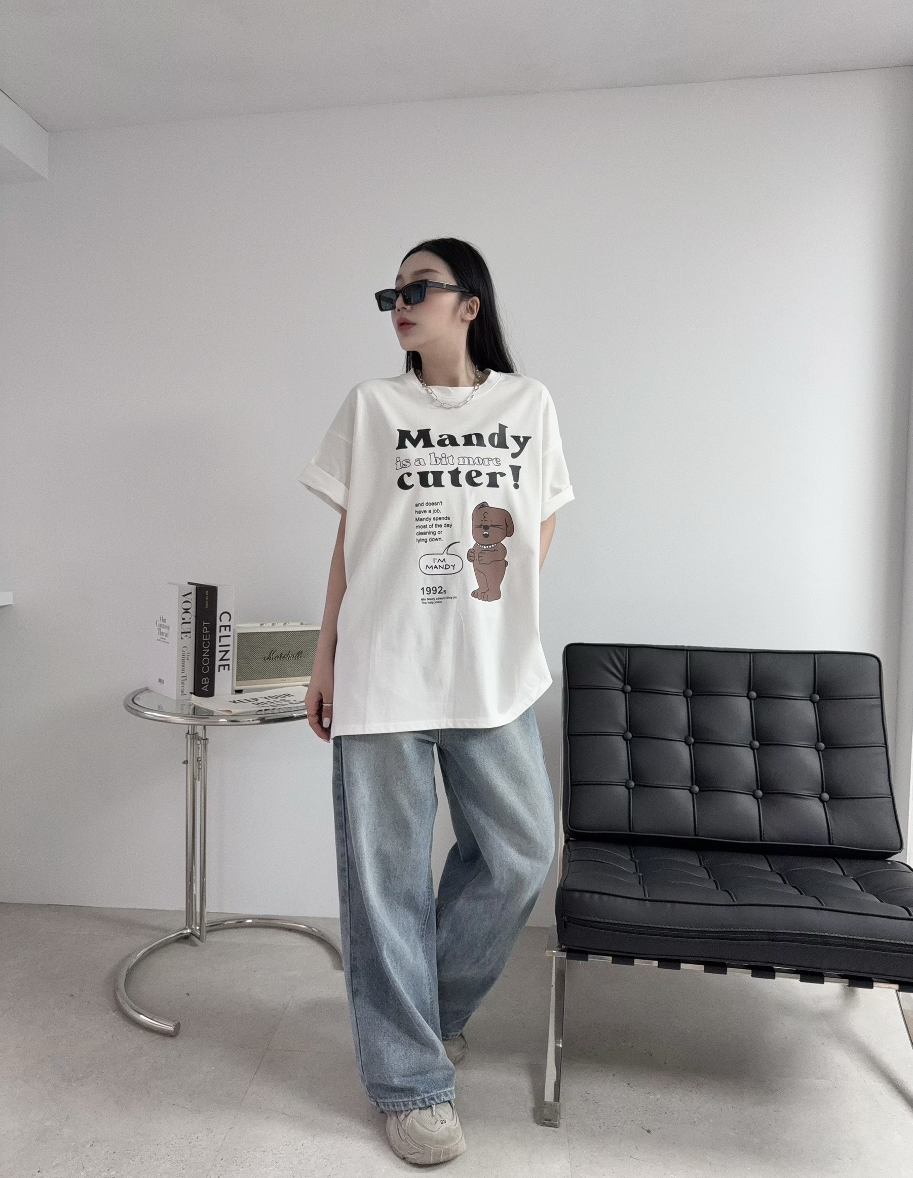 2703『選品』休閒側開衩字母小熊T🐻