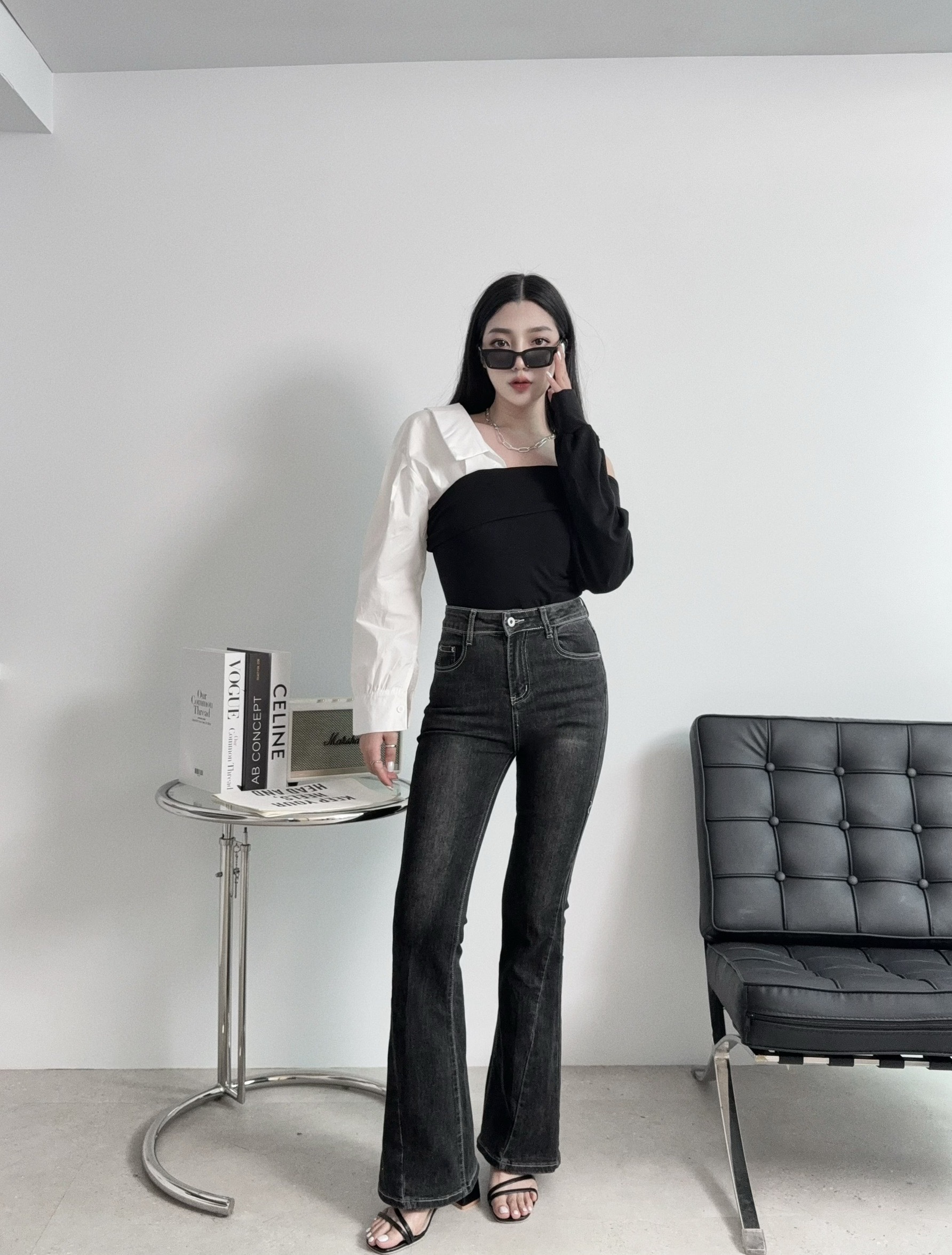 2509『選品』韓版襯料拼接撞色上衣