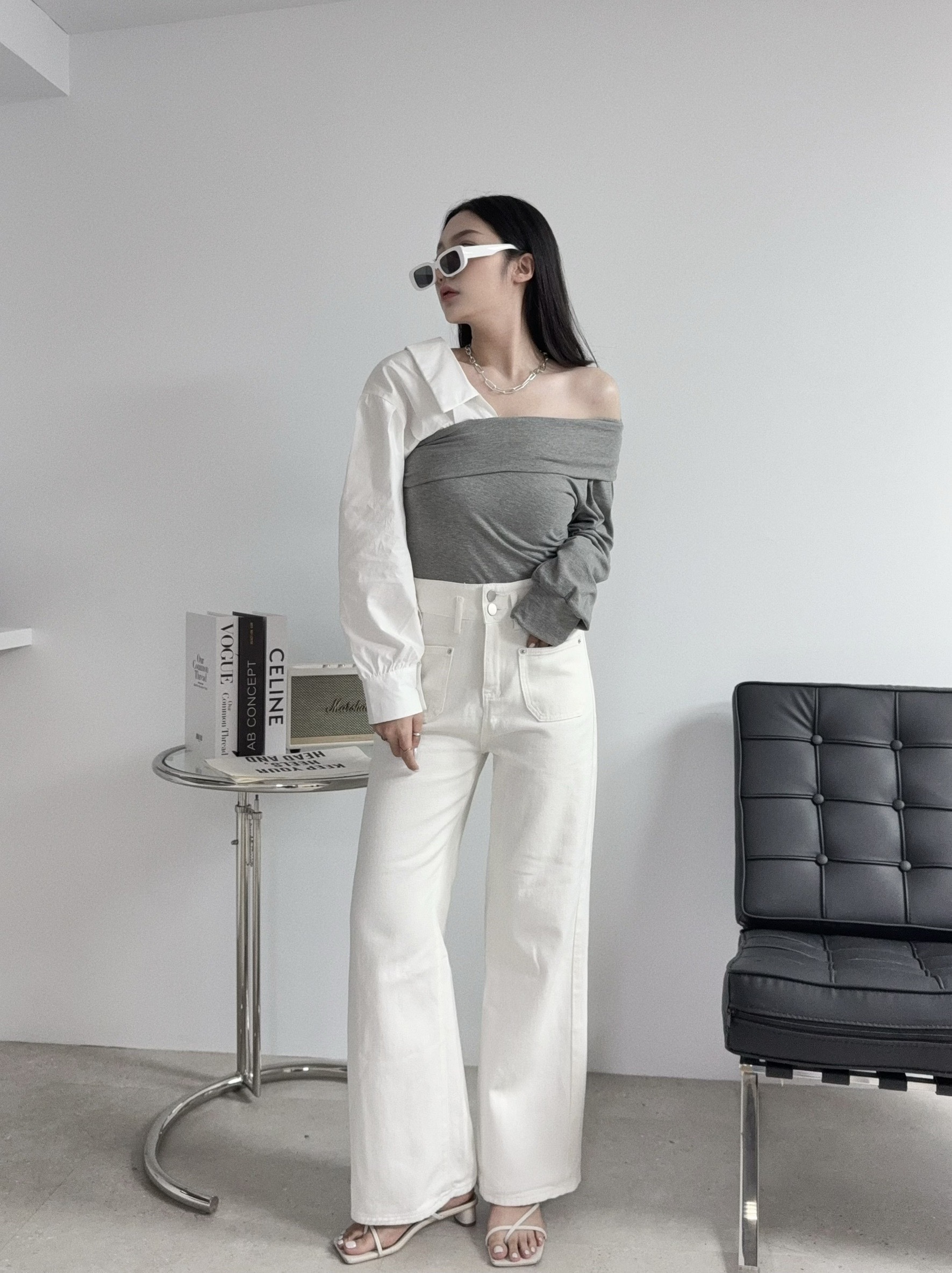 2509『選品』韓版襯料拼接撞色上衣 (3)