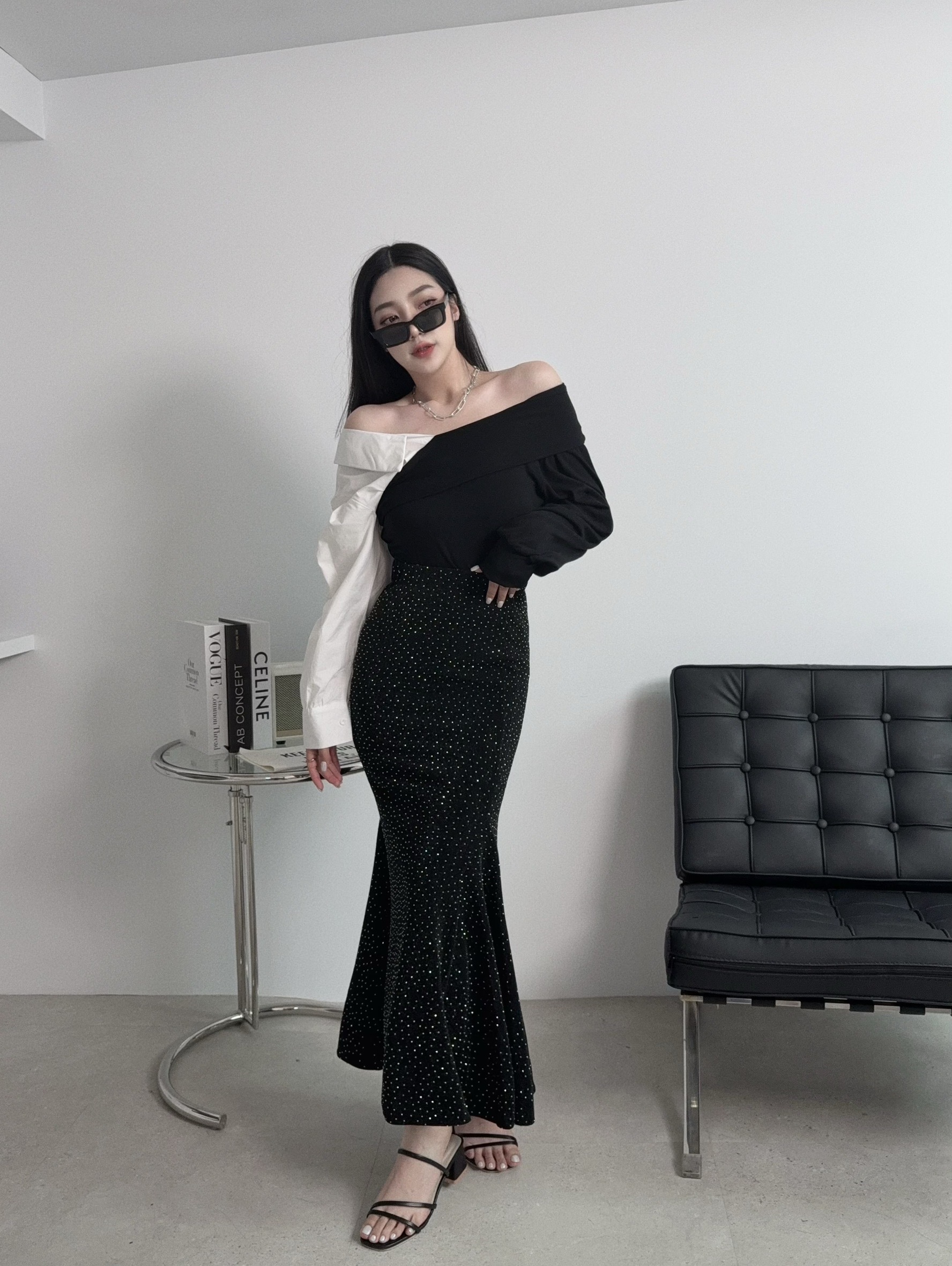 2512『選品』法式高級感燙鑽包臀魚尾長裙 (3)