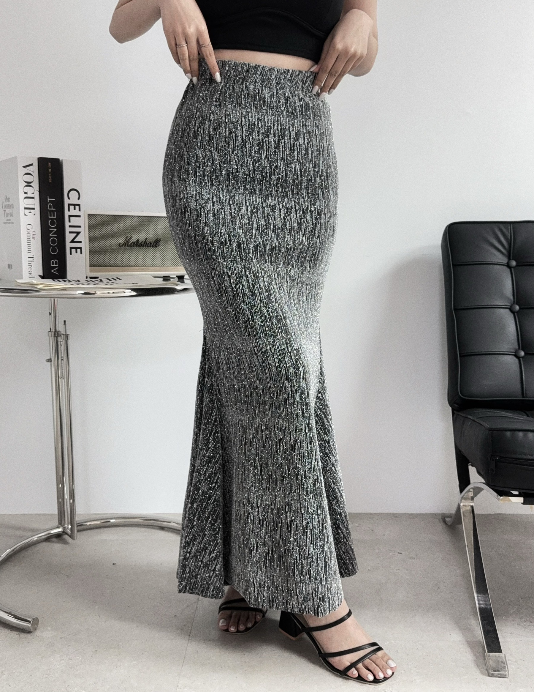 2512『選品』法式高級感燙鑽包臀魚尾長裙 (2)