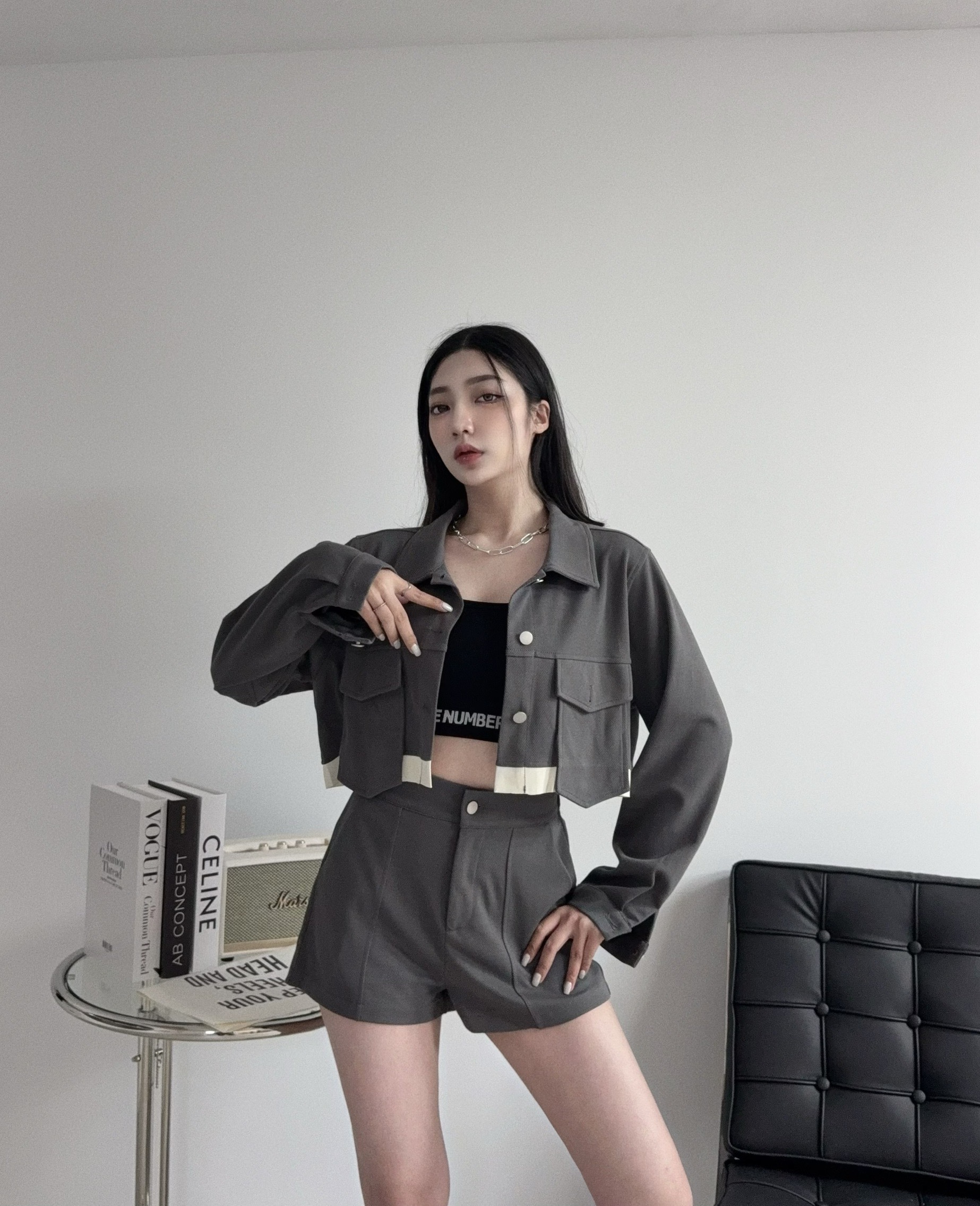 5397 『訂製款』韓系拼接造型外套+短褲 (3)