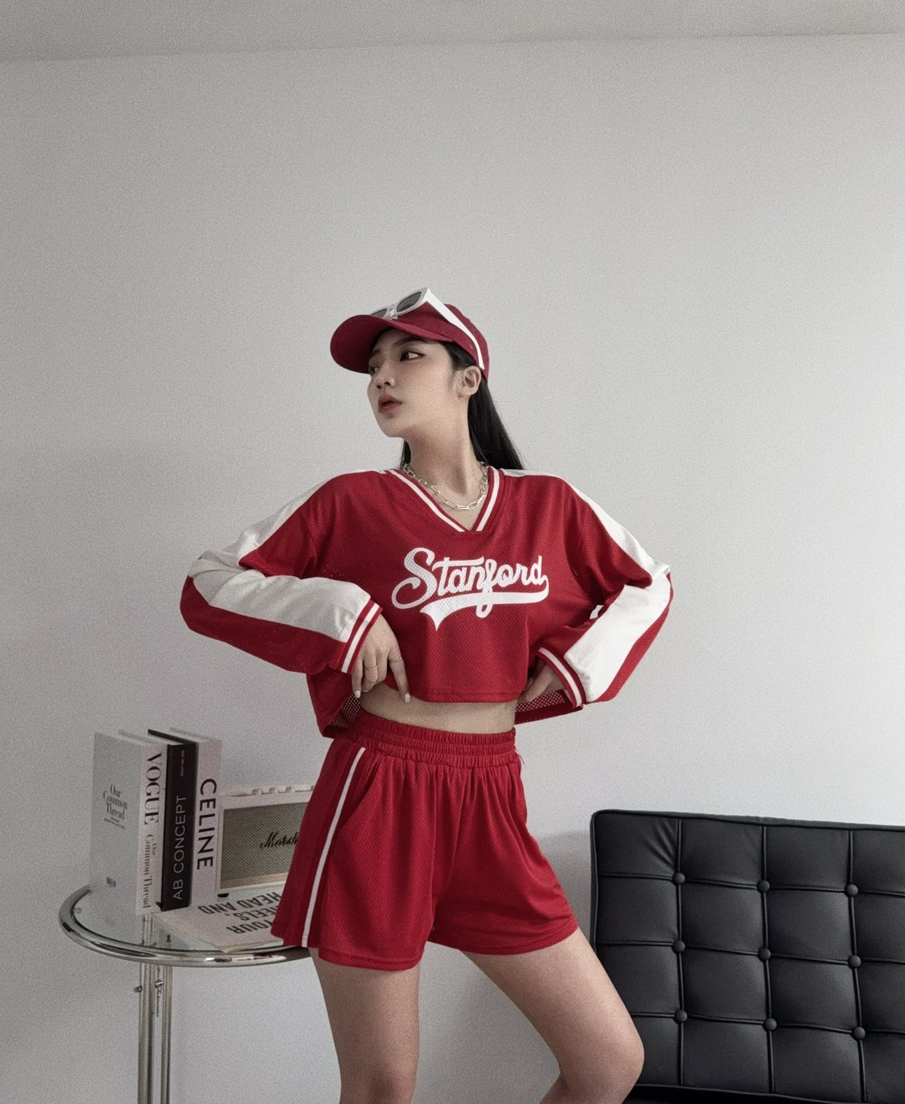 5413 『訂製款』美式運動風 字母拼色V領套裝 (3)