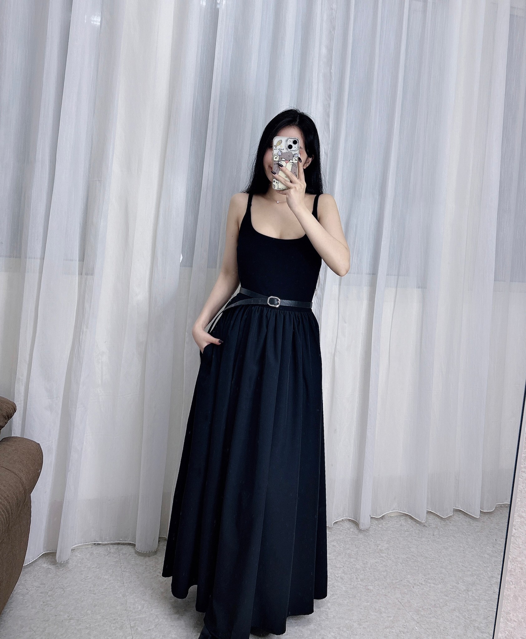 4113棉質背心接雪紡長洋 (4)