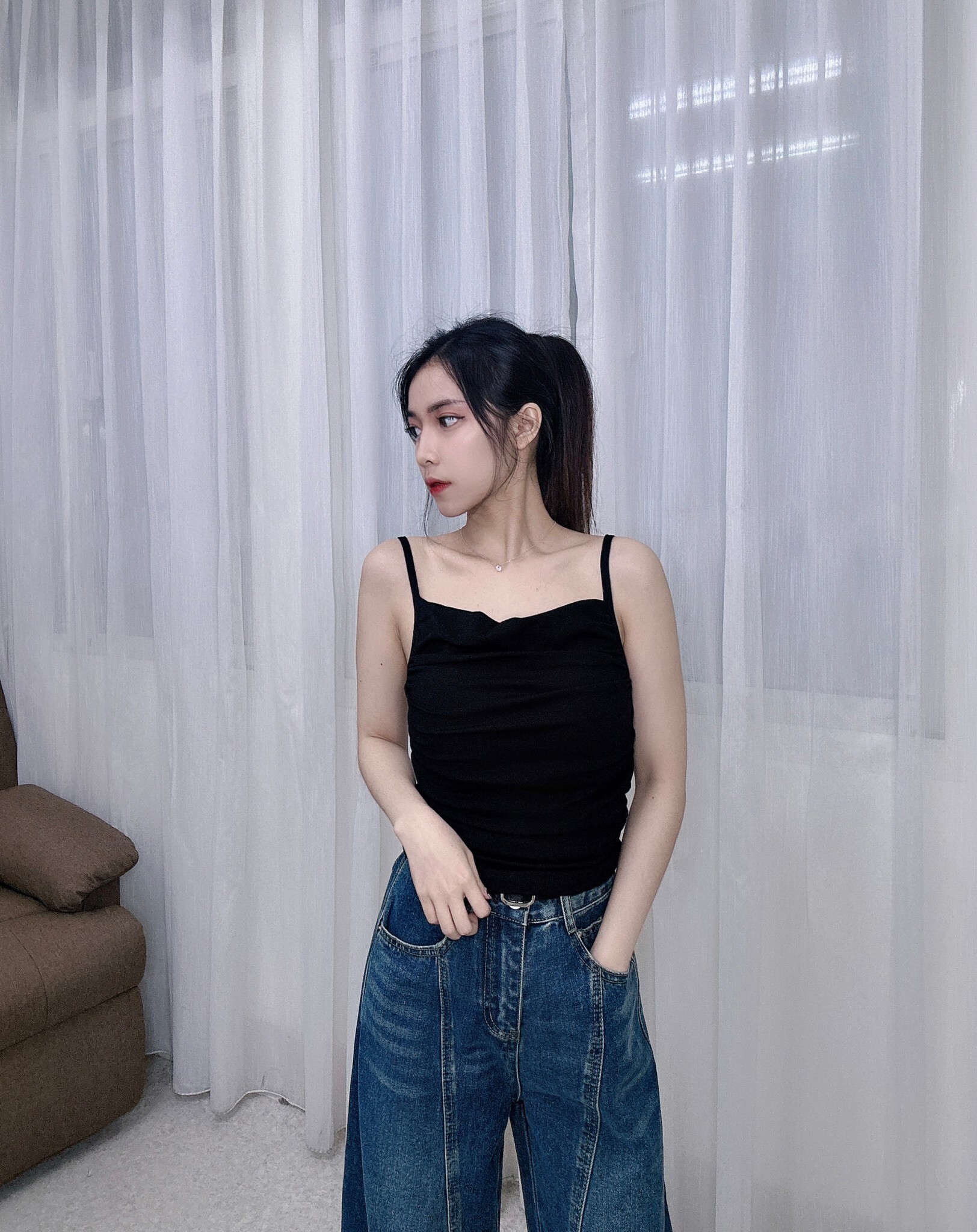 9508壓褶質感罩杯背心