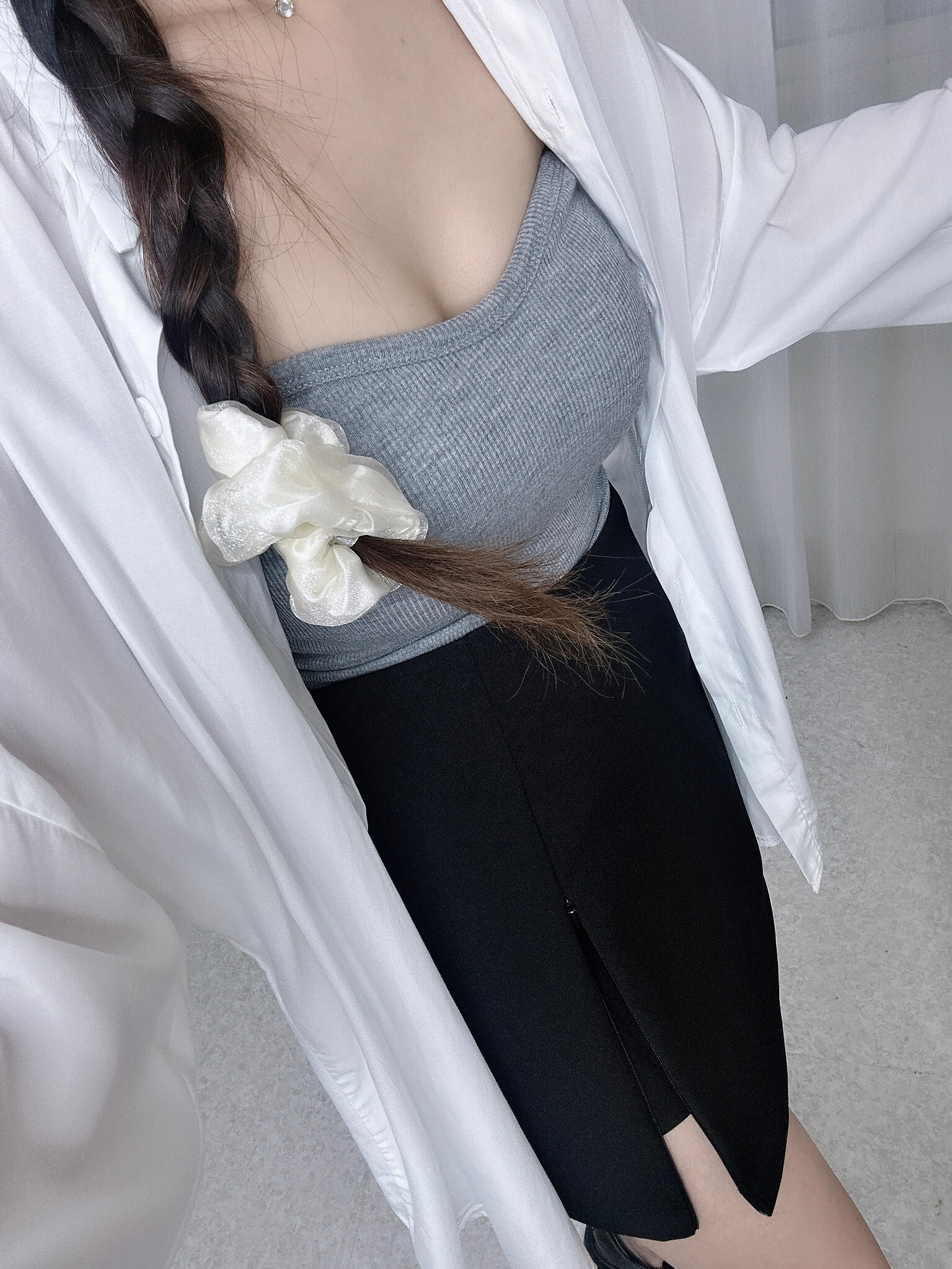 805拉鍊開岔短裙