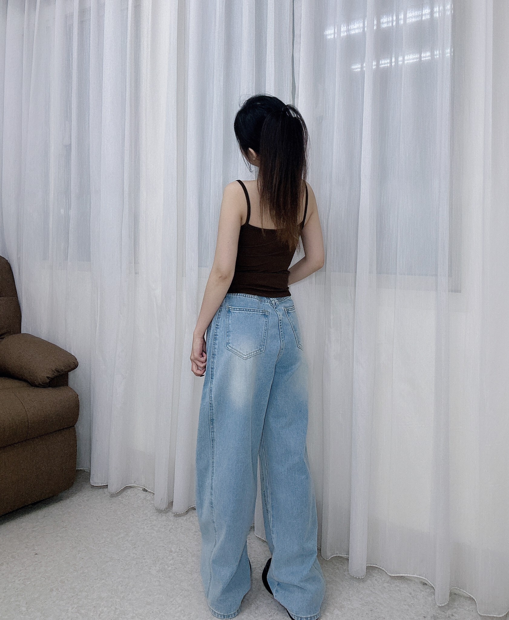 10690復古寬鬆牛仔彎刀褲 (3)