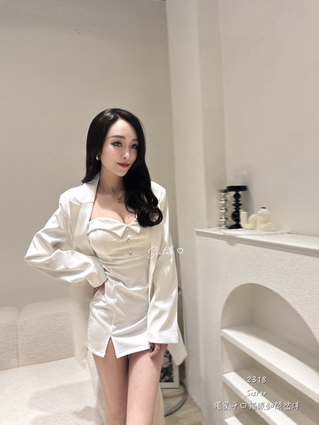 2318獨家平口貓眼釦開岔洋 (2)