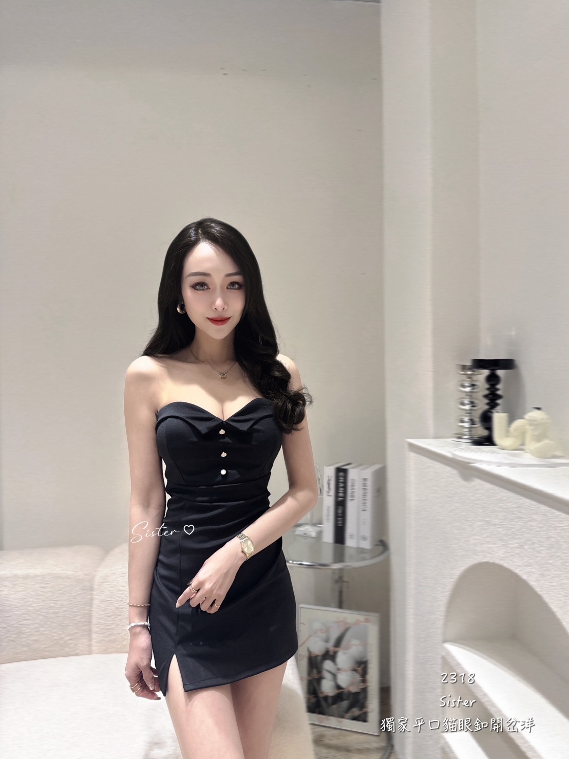 2318獨家平口貓眼釦開岔洋 (4)