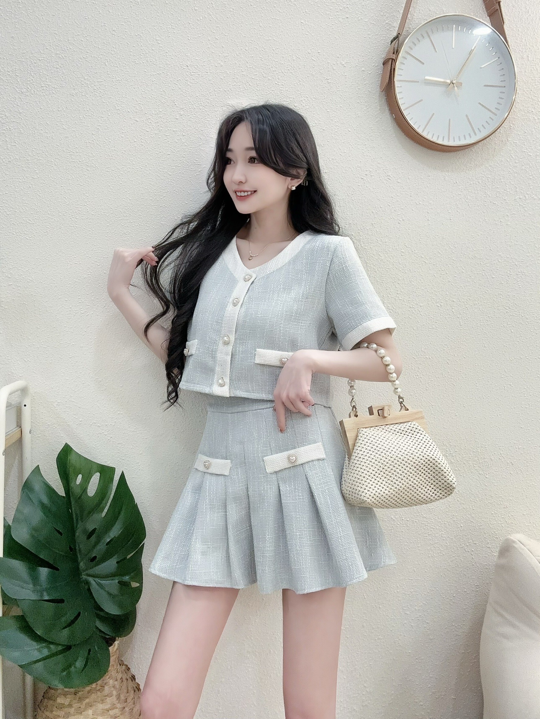 1815甜美小香風短外套短裙套裝 (2)