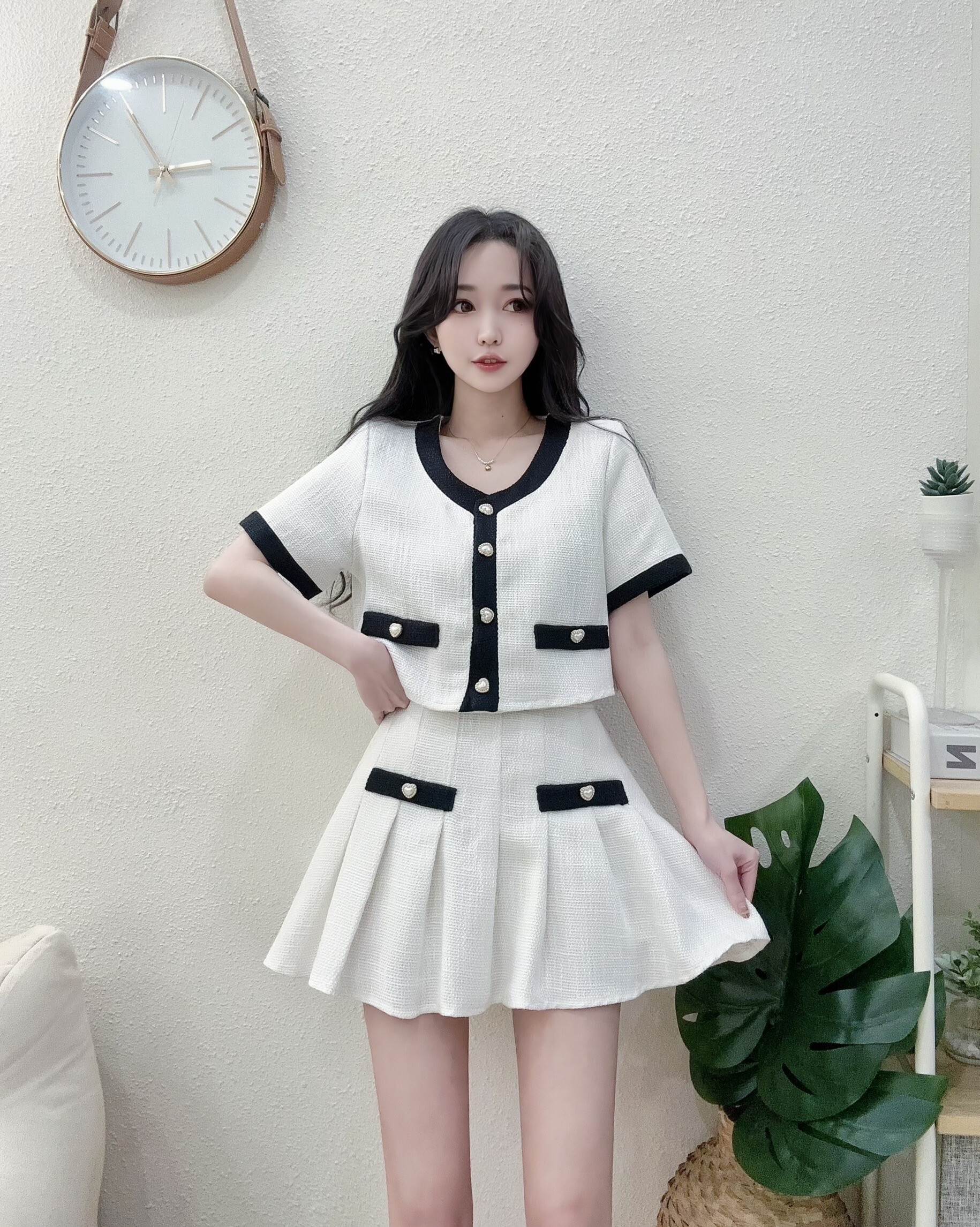 1815甜美小香風短外套短裙套裝 (3)