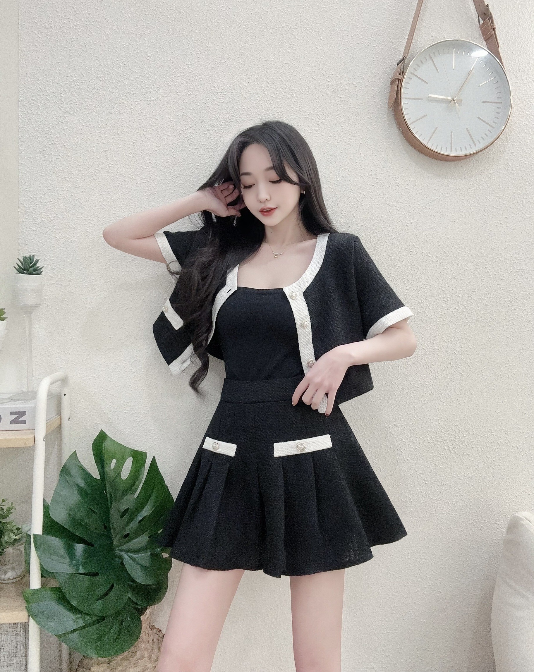 1815甜美小香風短外套短裙套裝 (4)