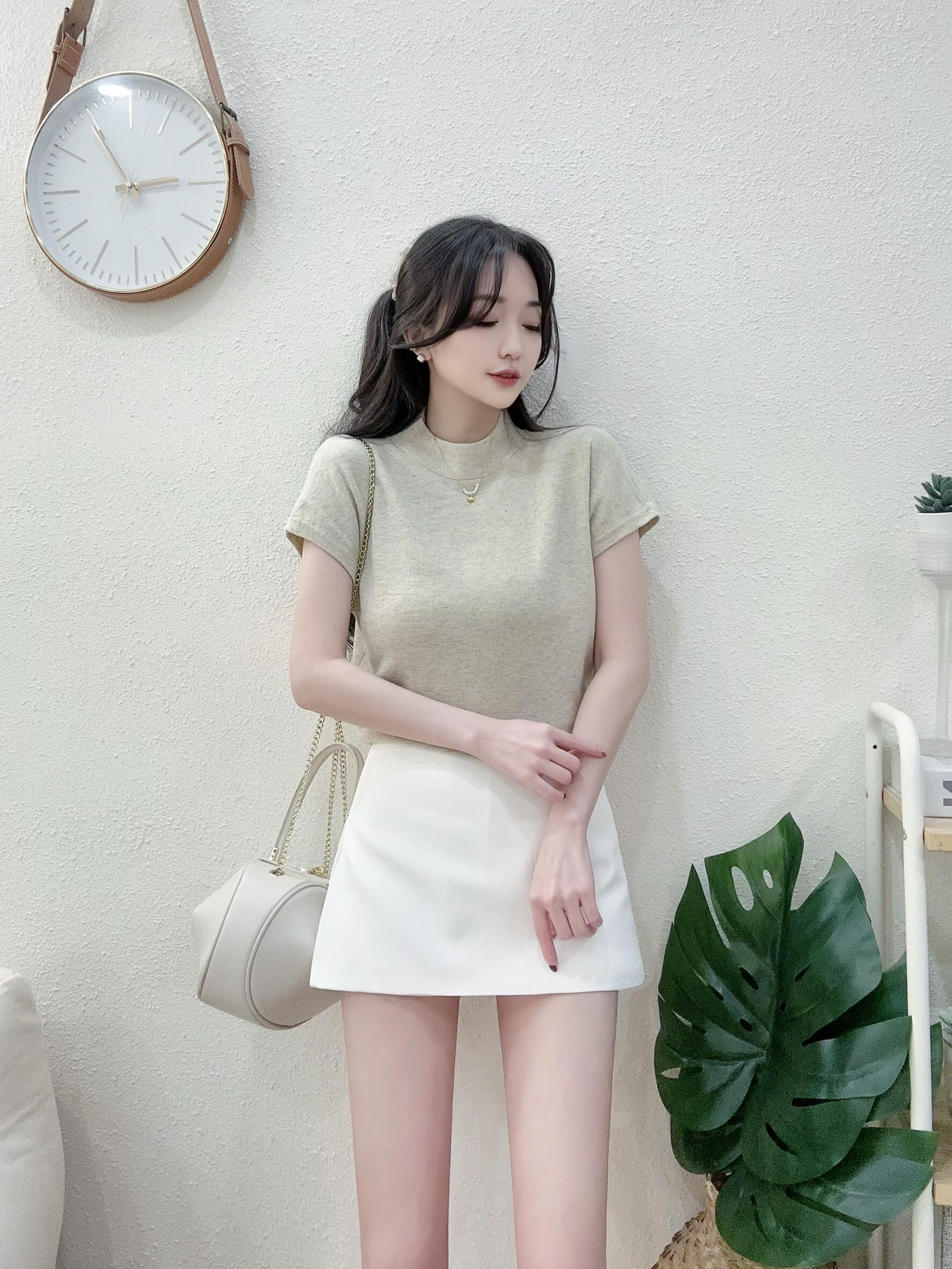 A317質感半領親膚打底針織上衣 (2)