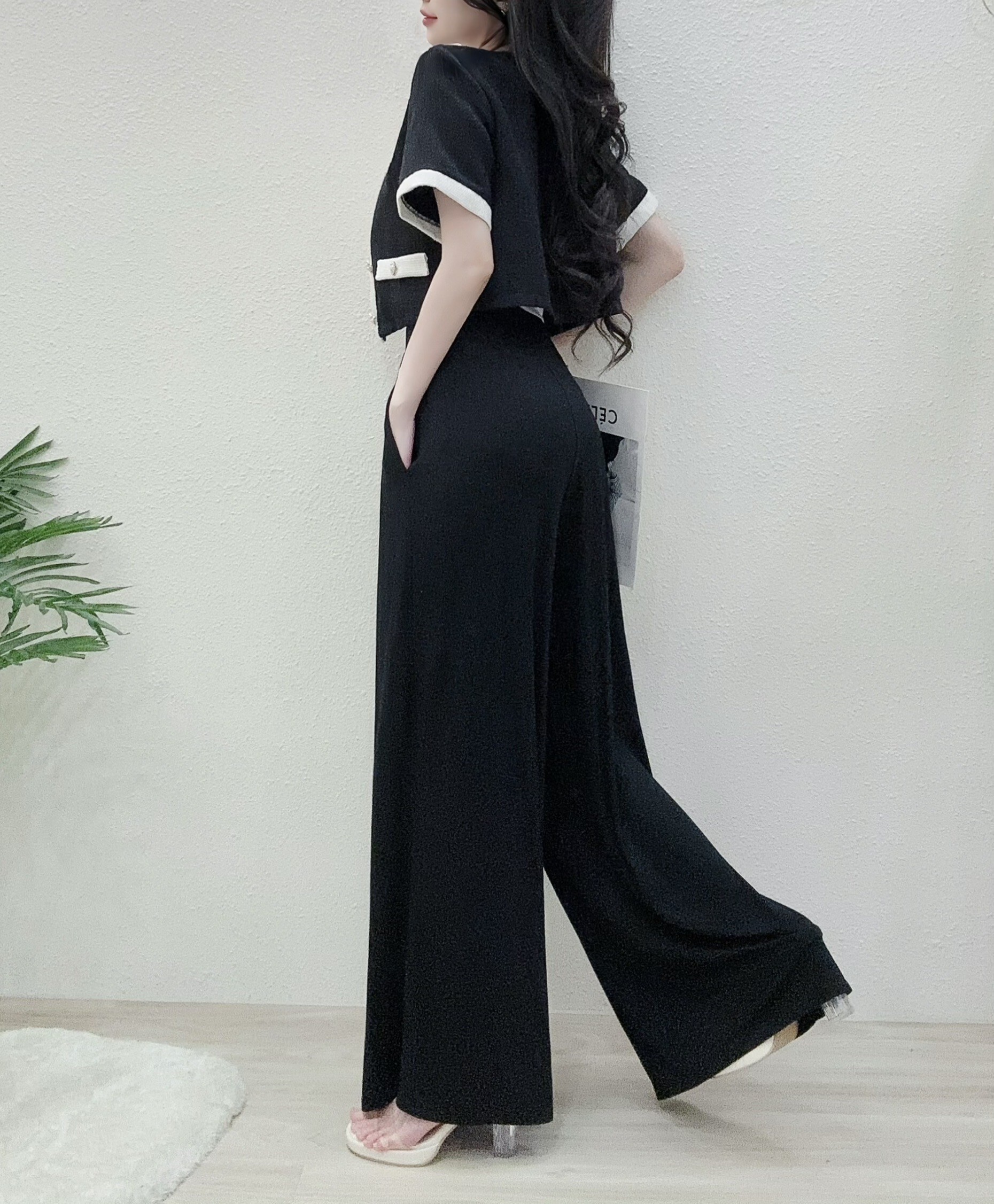5768韓系修身垂墜感柔棉大寬褲 (3)