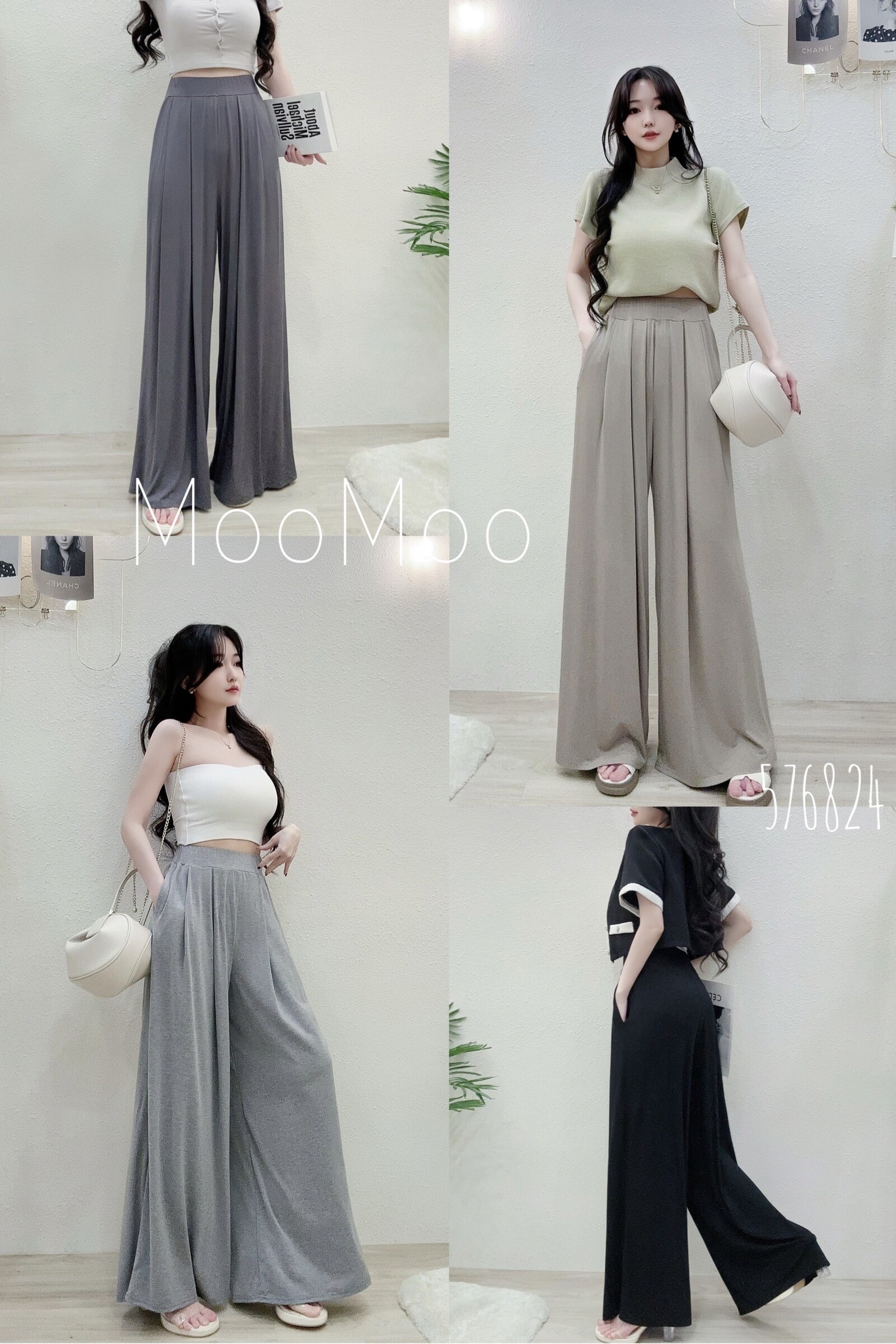 5768韓系修身垂墜感柔棉大寬褲 (5)