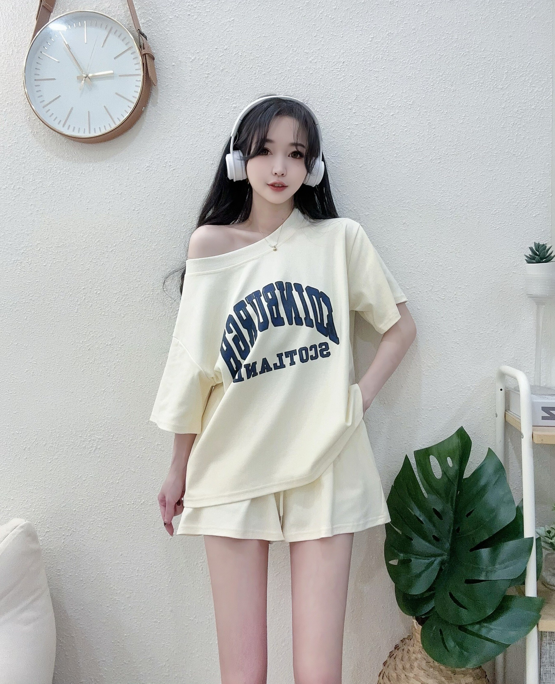 0093東大羅紋領印花大T休閒套裝 (2)