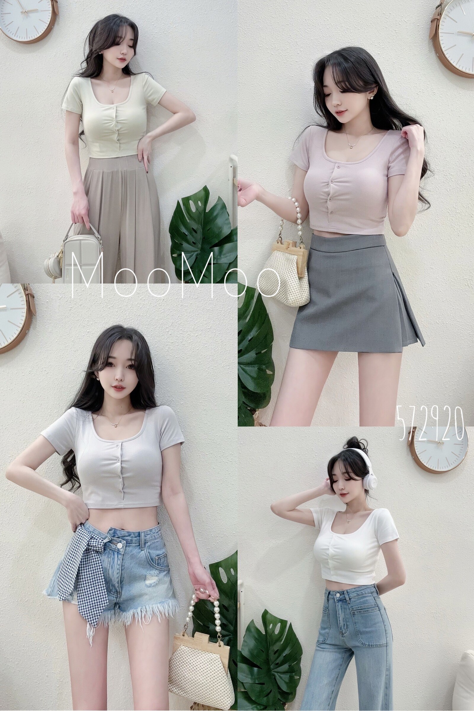 5729百搭韓國棉厚罩杯彈力短T (5)