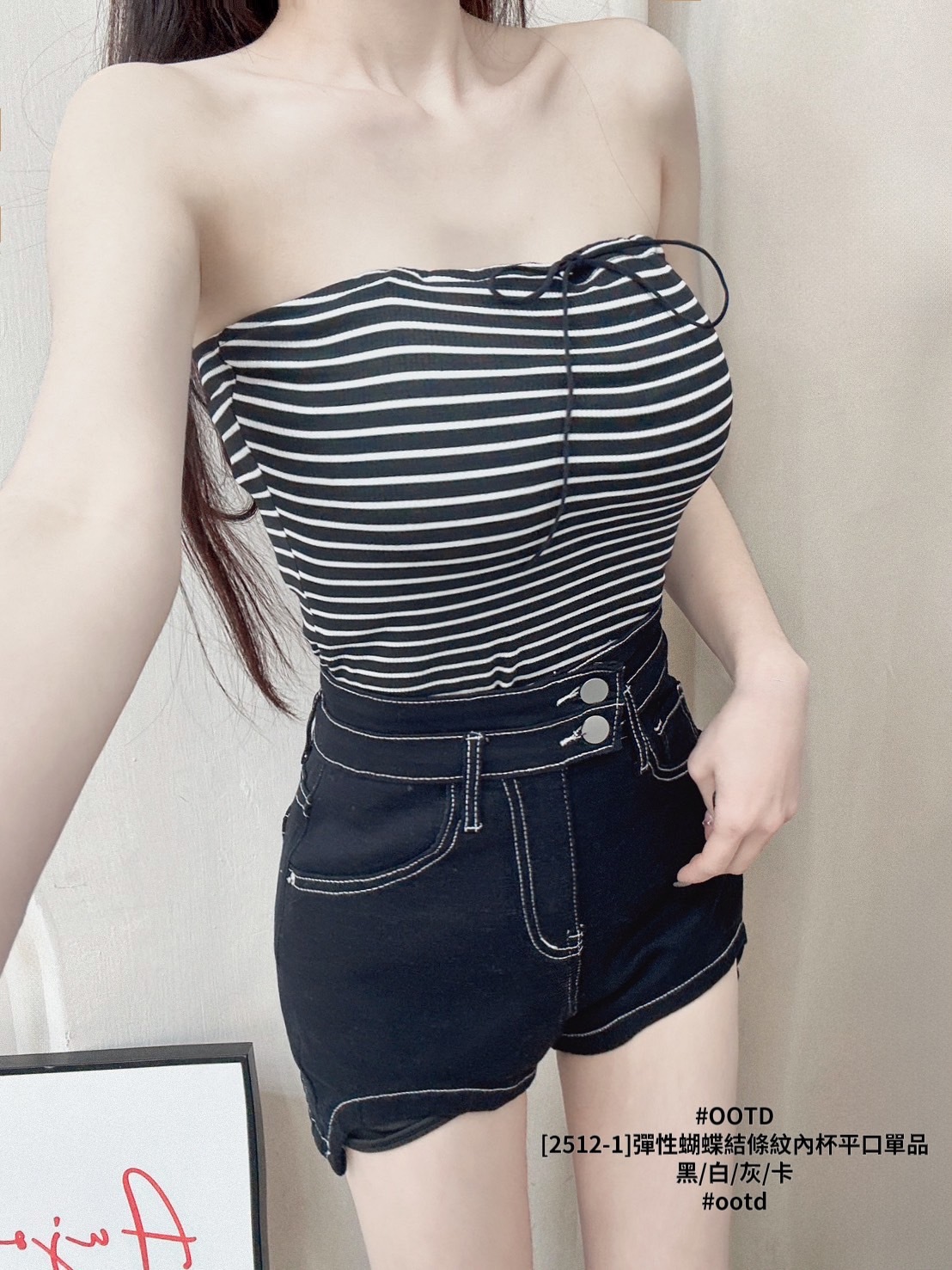 [2512-1]彈性蝴蝶結條紋內杯平口單品 (7)
