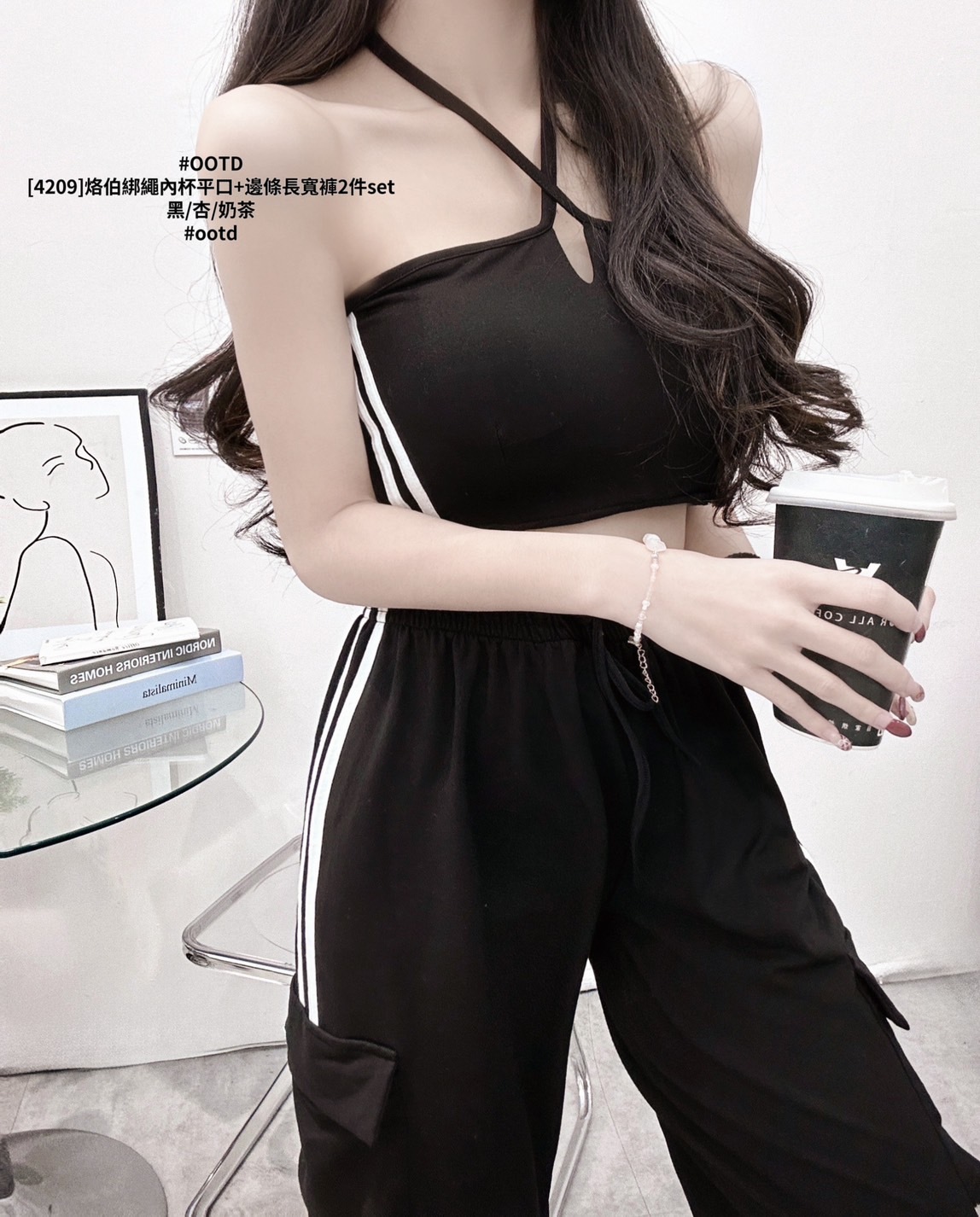 [4209]烙伯綁繩內杯平口+邊條長寬褲2件set (3)