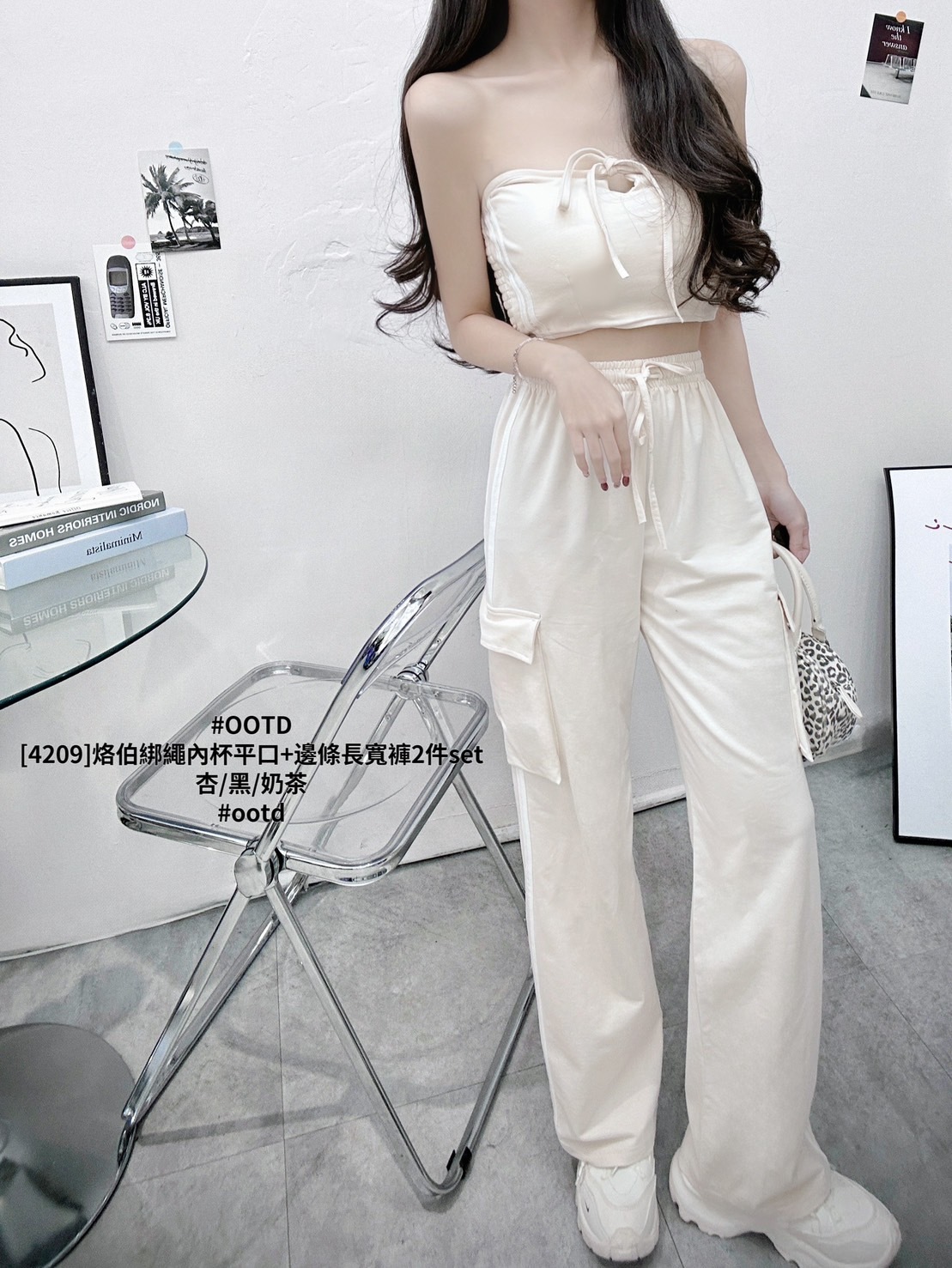 [4209]烙伯綁繩內杯平口+邊條長寬褲2件set (5)