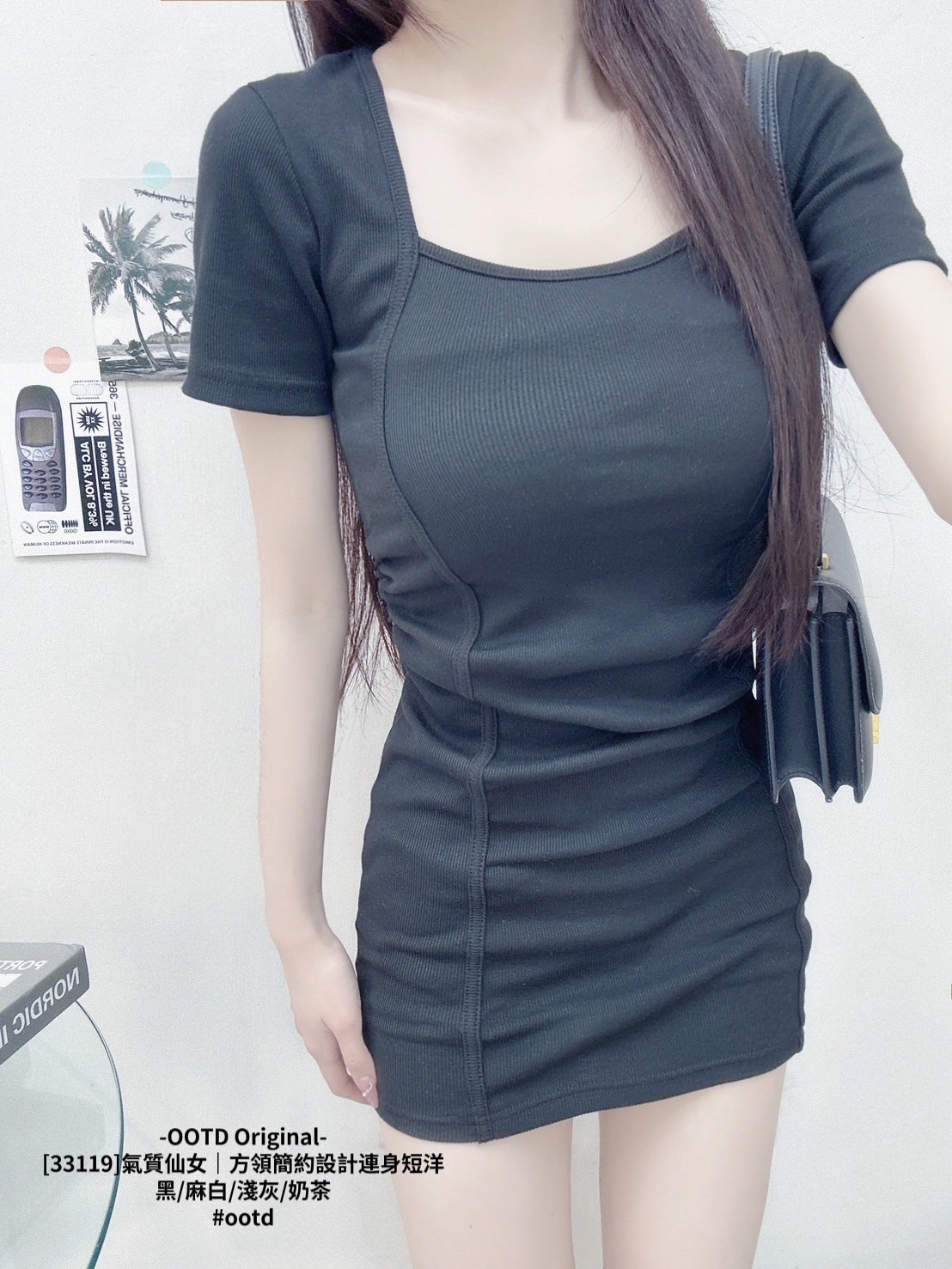 [33119]氣質仙女｜方領簡約設計連身短洋 (7)