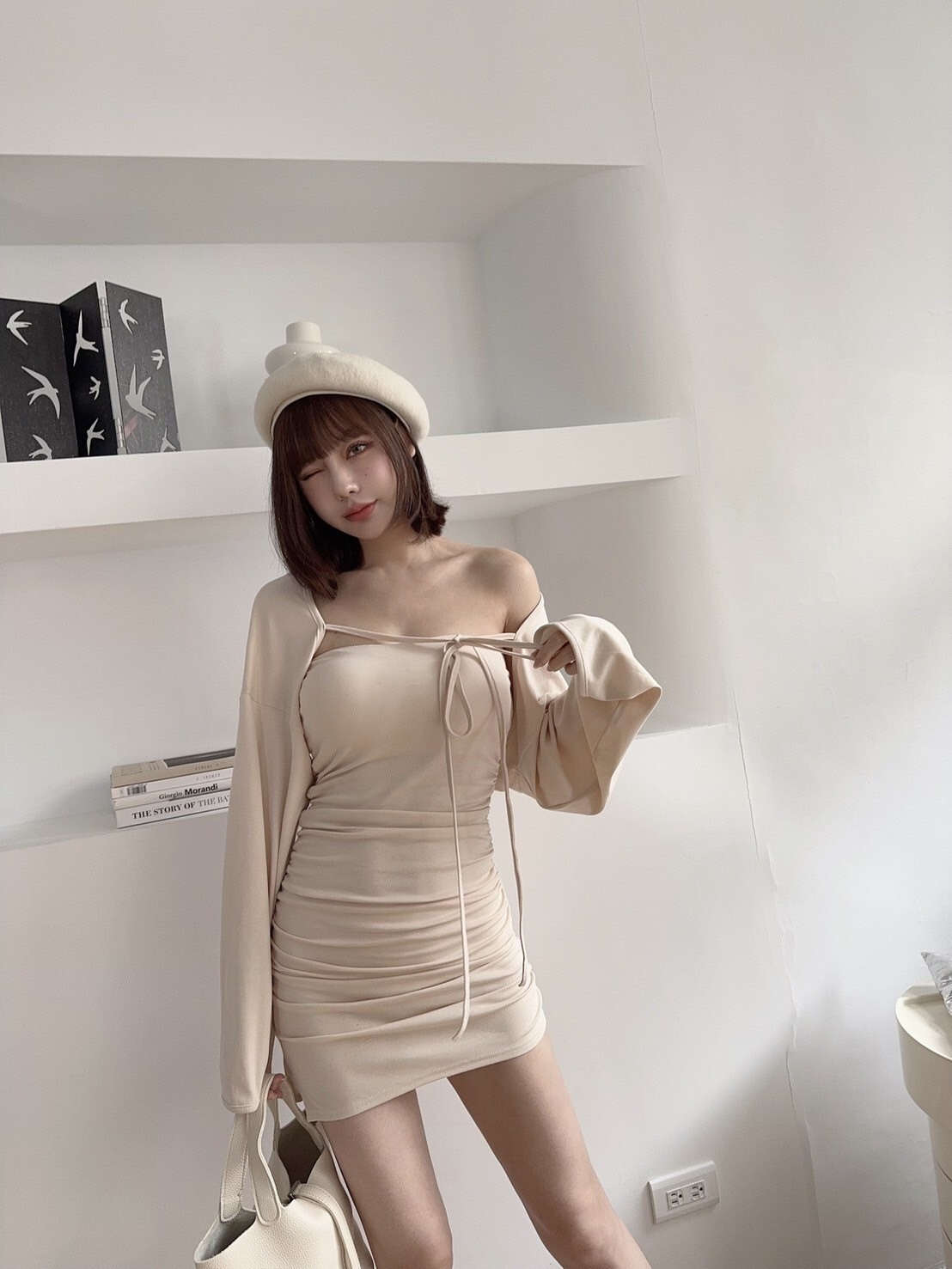 9008 純慾側抓皺包臀裙配綁帶外 (6)