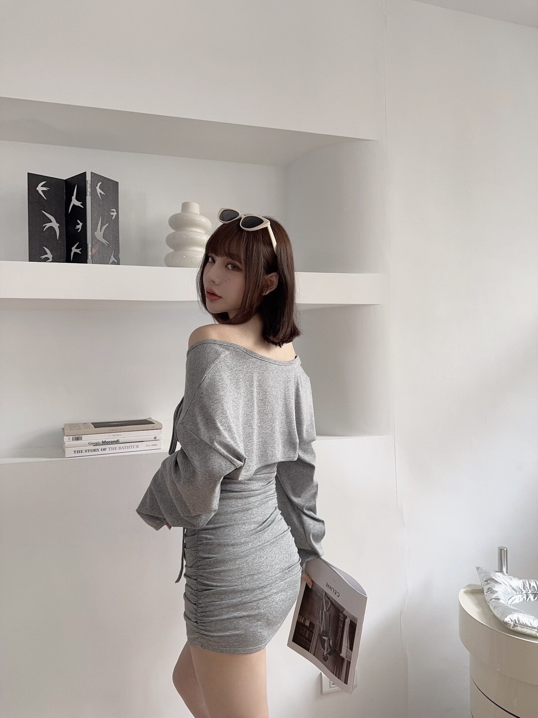 9008 純慾側抓皺包臀裙配綁帶外 (4)