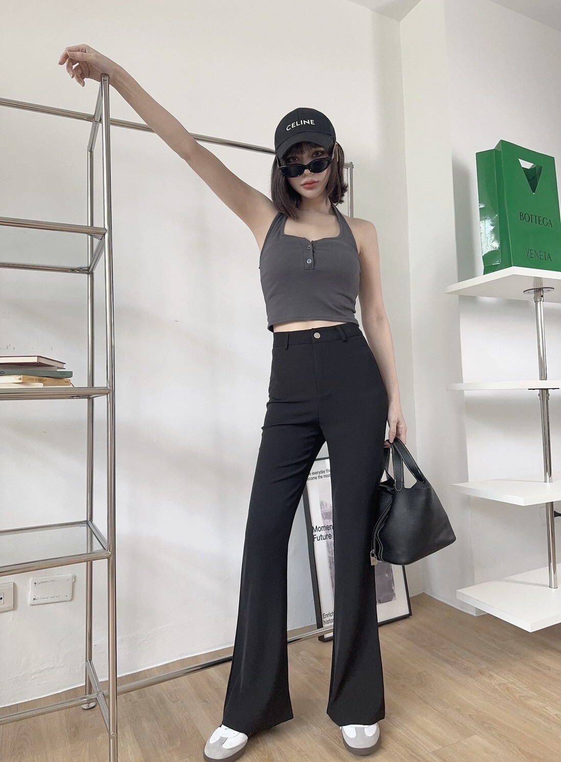 2808 高腰親膚西裝微喇叭褲 (2)