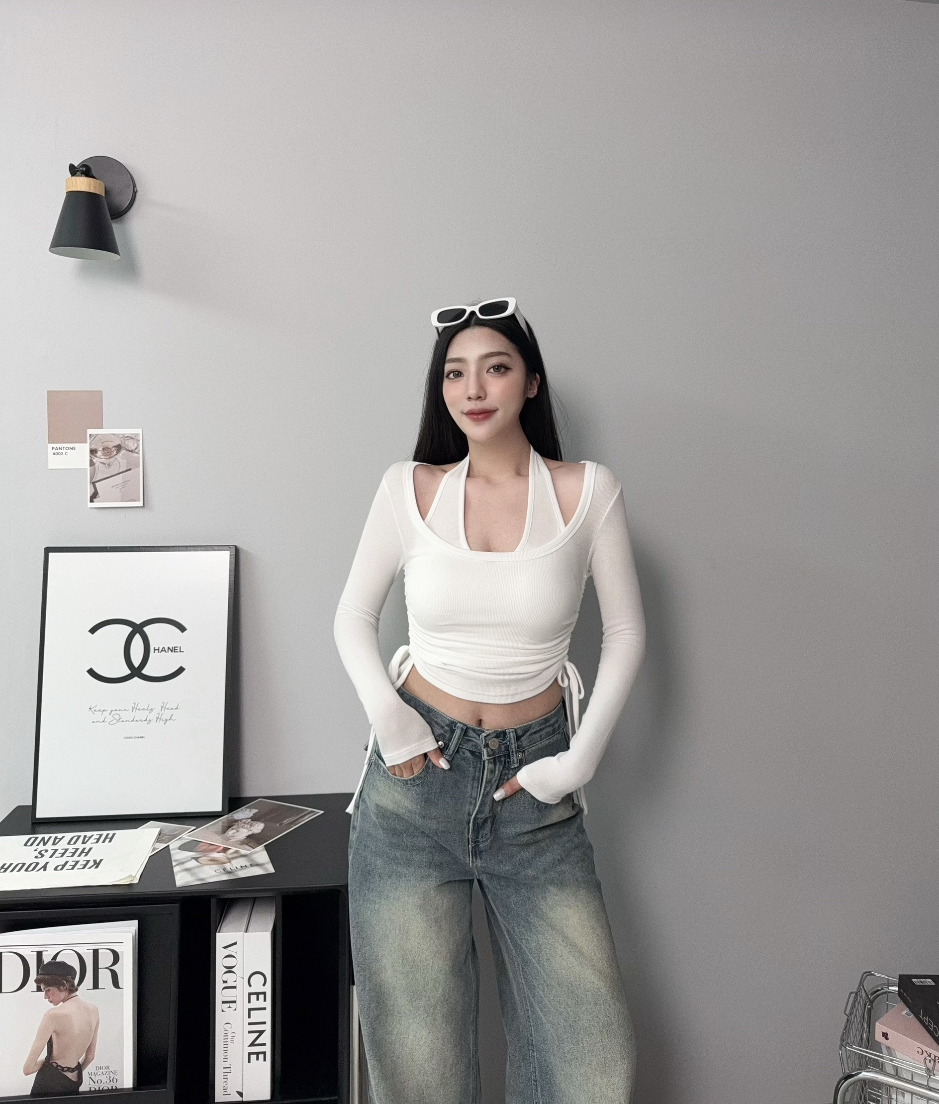 1060『訂製款』純欲抽繩掛脖真兩件上衣 (3)