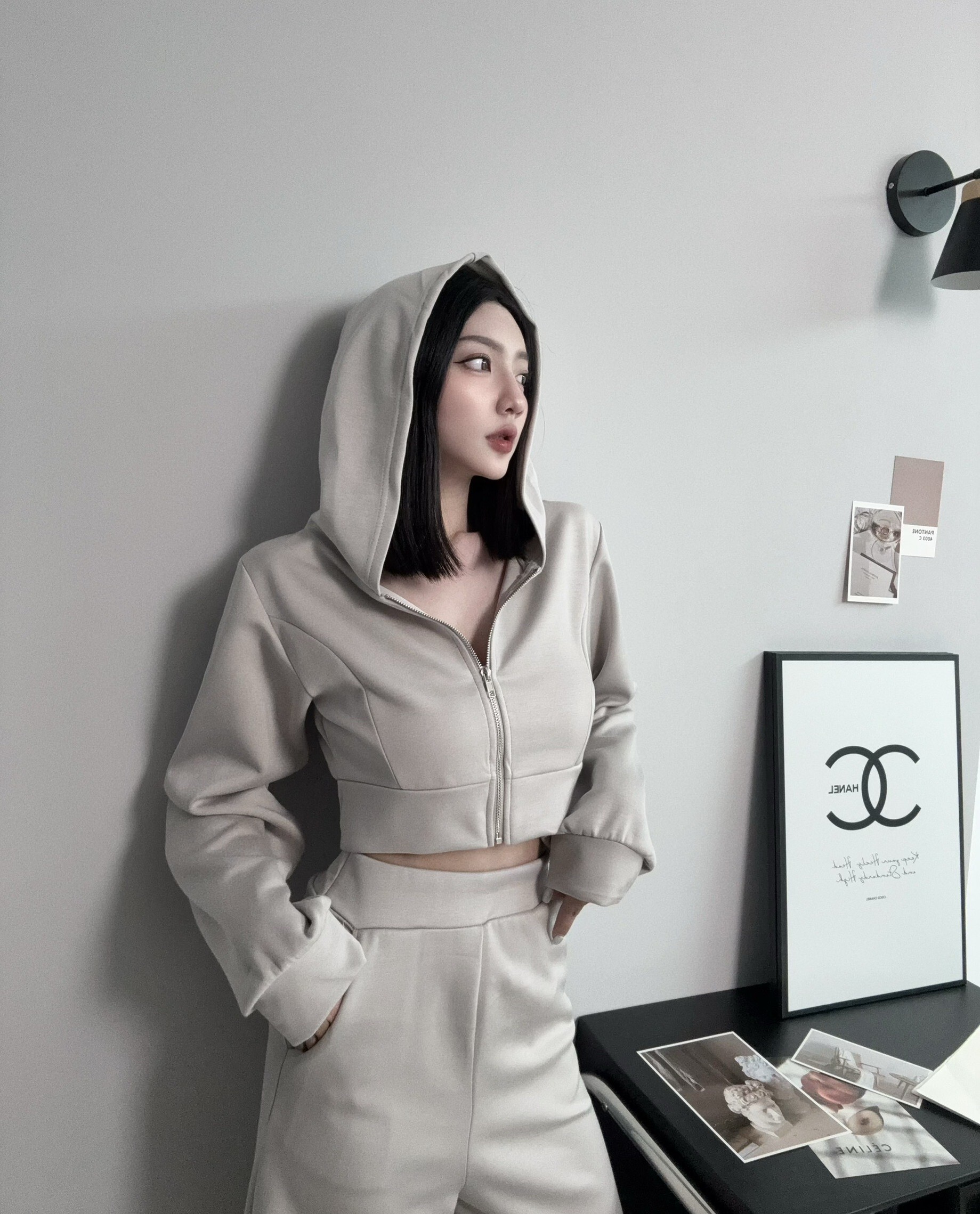 0095『訂製款』軟Q太空棉連帽短版外套+長褲 (2)