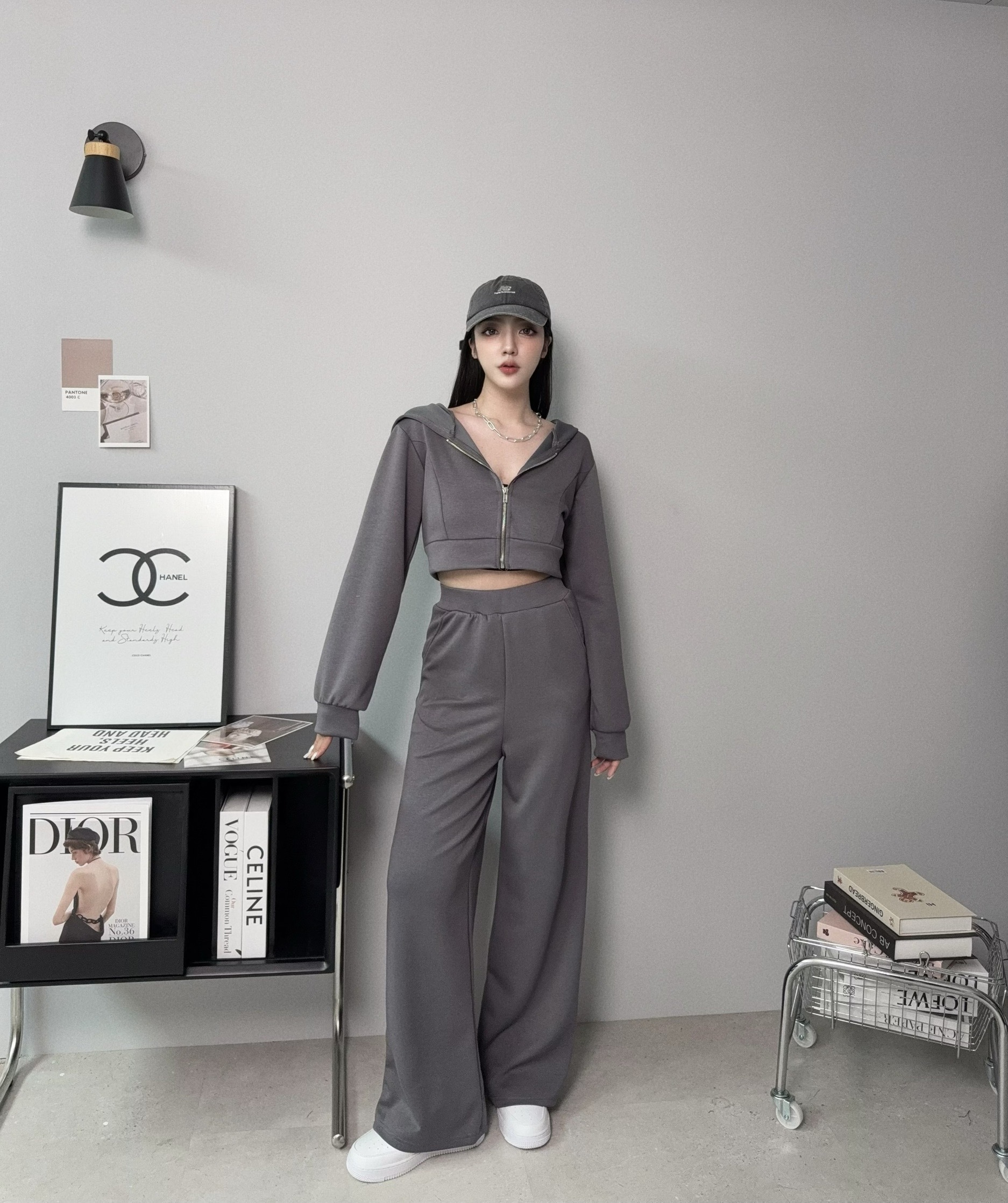 0095『訂製款』軟Q太空棉連帽短版外套+長褲 (3)