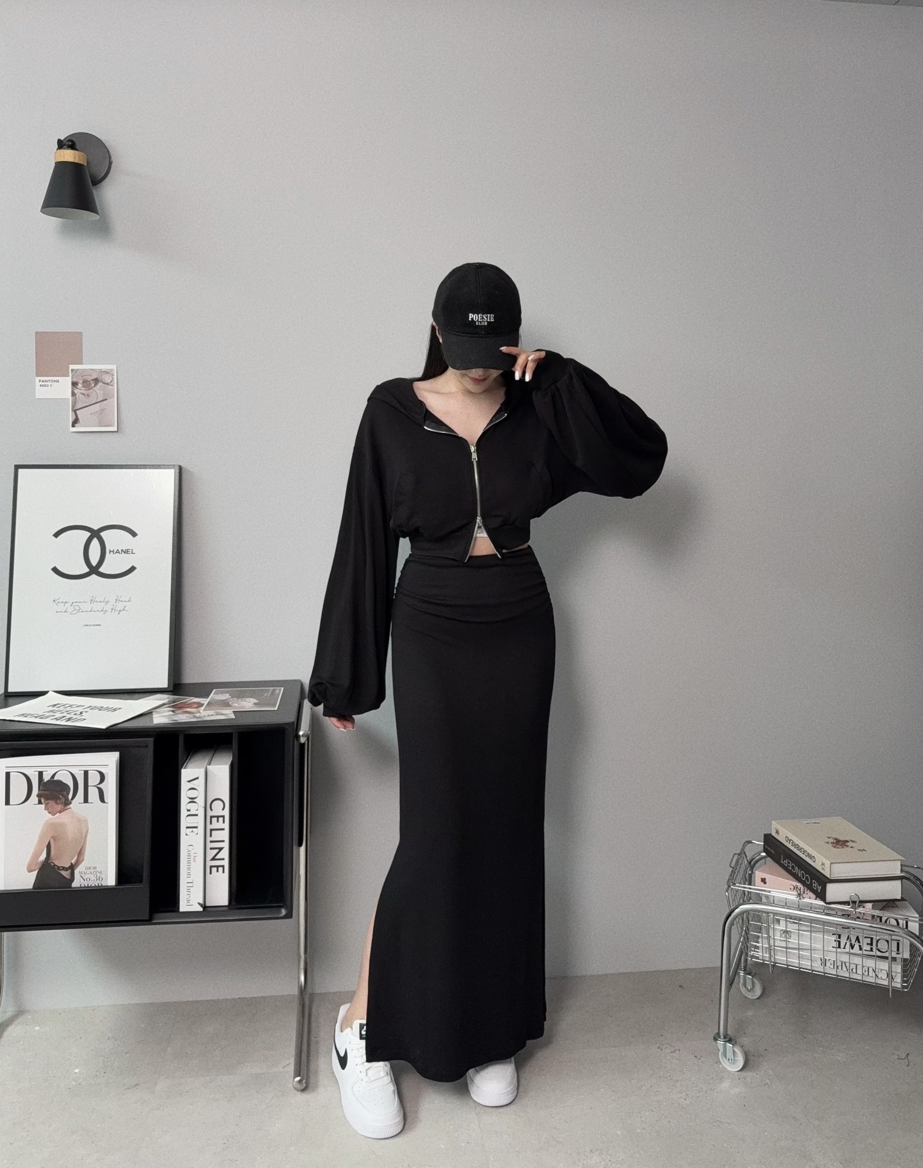 5439『訂製款』韓版彈力顯瘦抓皺開衩裙SET (4)