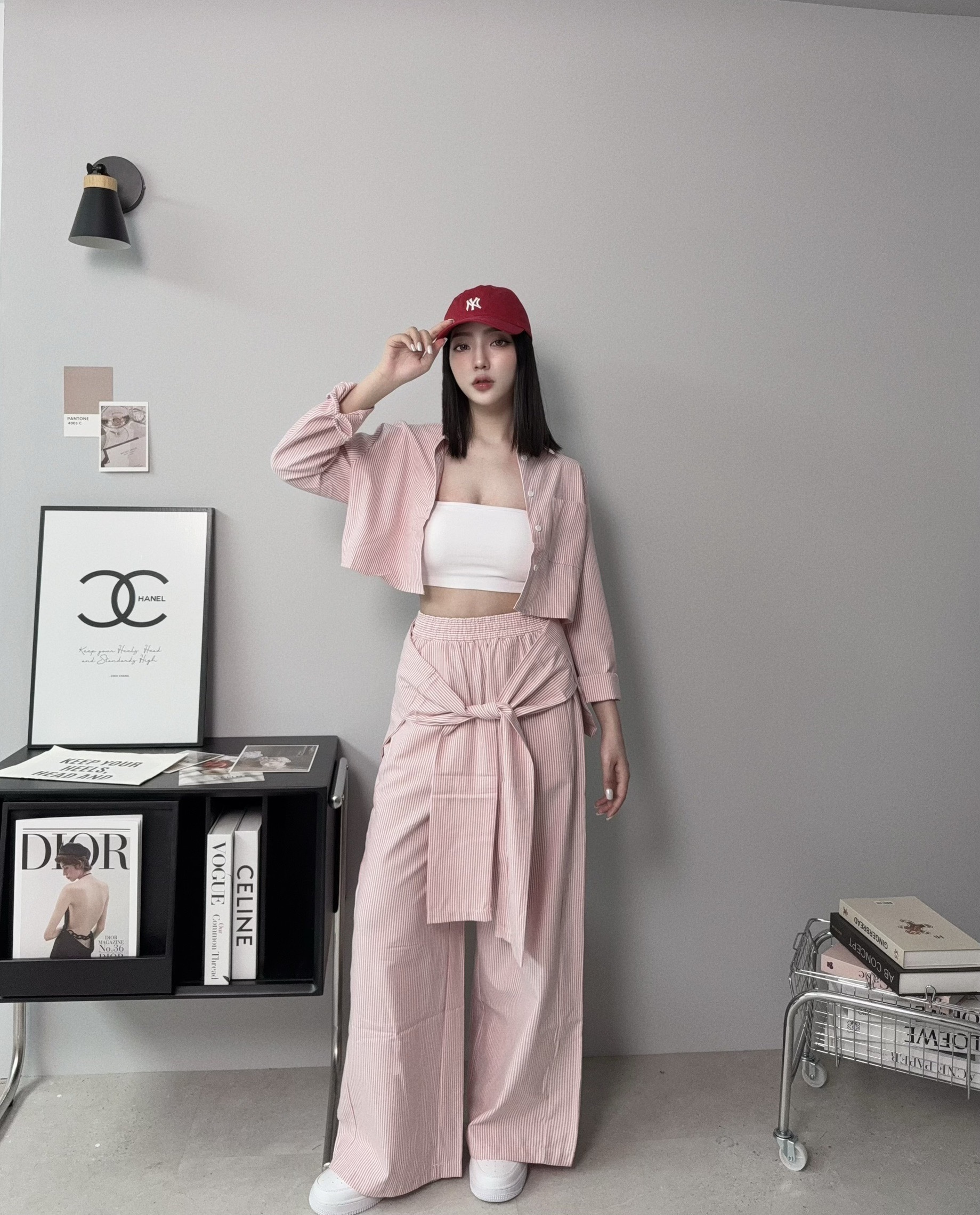 5405『訂製款』撞色直條紋襯衫三件套 (3)