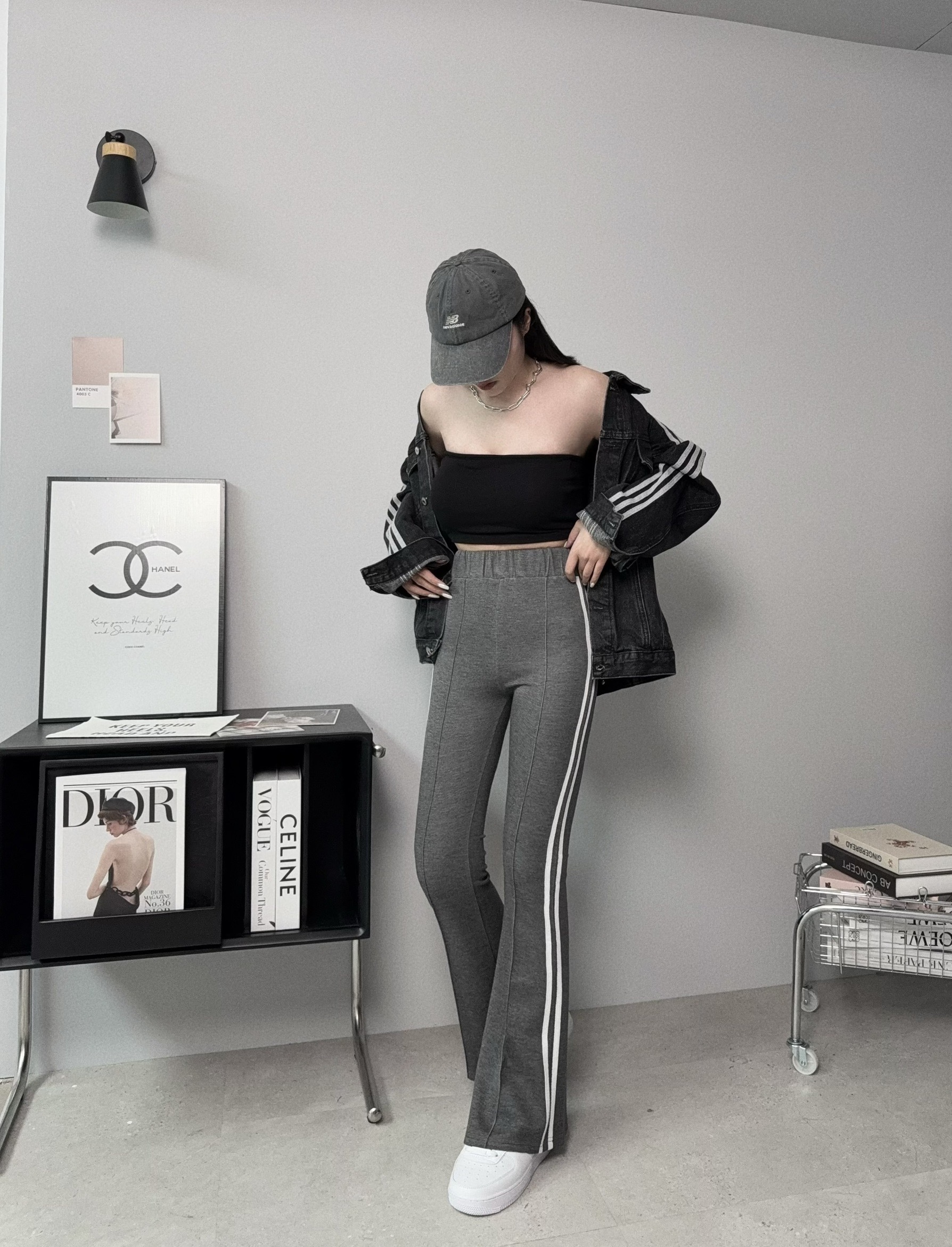 3399『選品』太空棉高腰邊條喇叭褲 (2)