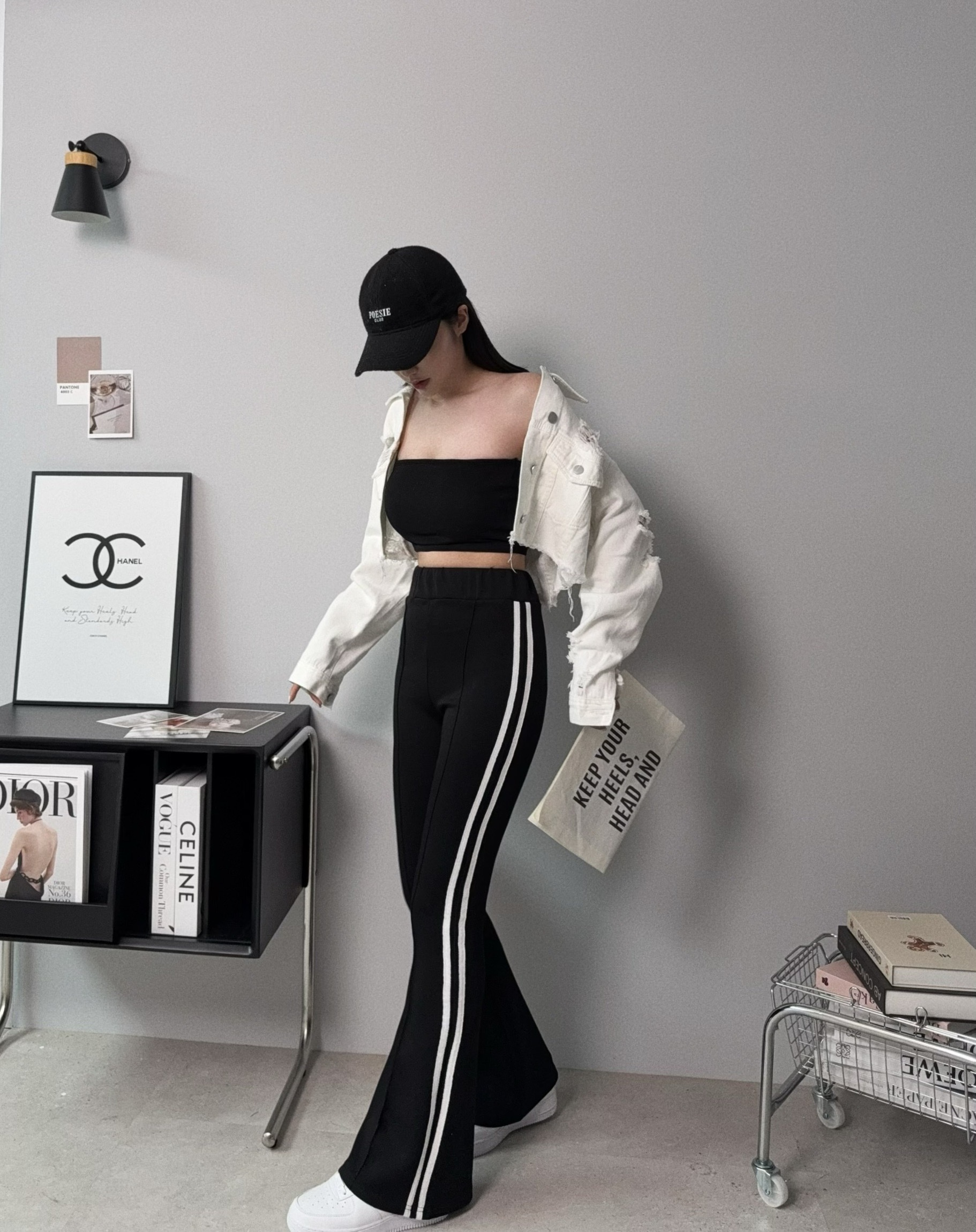 3399『選品』太空棉高腰邊條喇叭褲 (3)