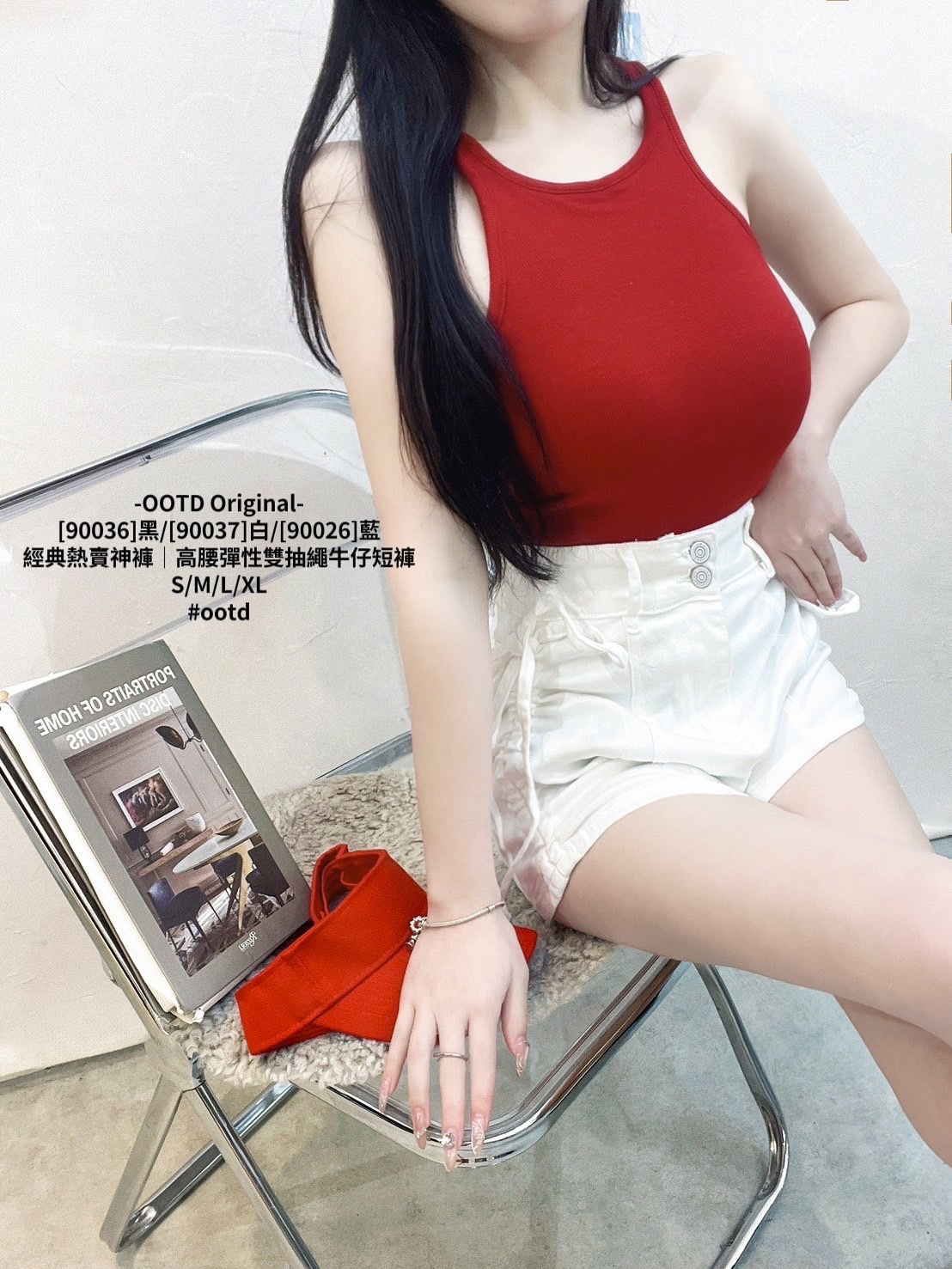 [90036]黑[90037]白[90026]藍經典熱賣神褲｜高腰彈性雙抽繩牛仔短褲 (2)