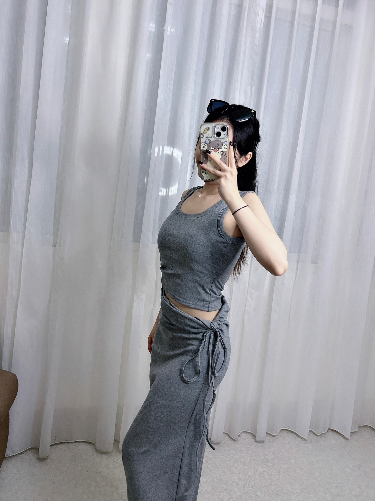 2061𝓐𝓐春款背心扭結長裙套裝 (2)